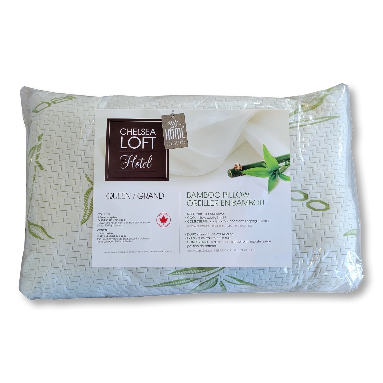 Cotton House Bamboo Pillow Hypoallergenic Queen Size Made in Canada Best Buy Canada