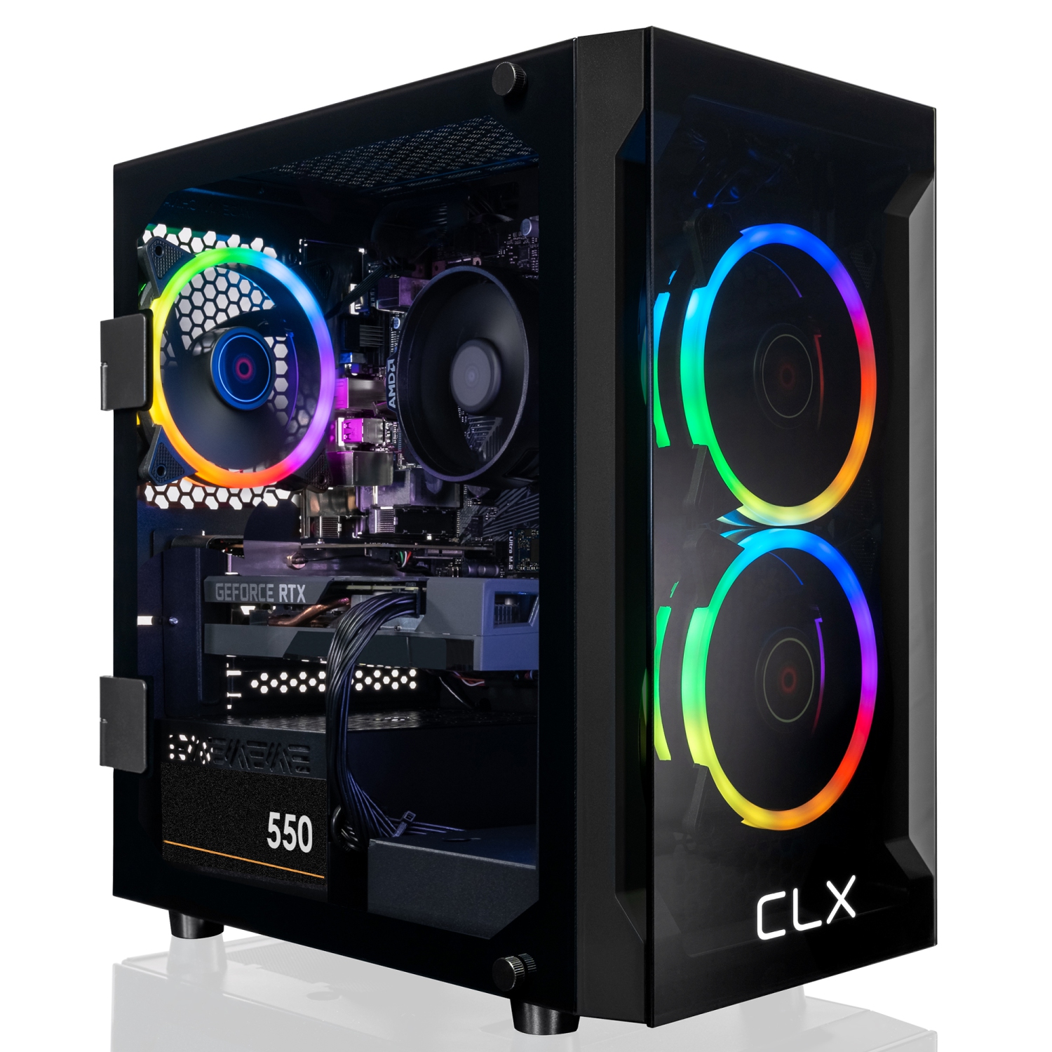 CLX SET Gaming Desktop - AMD Ryzen 7 5700X 3.4GHz 8-Core, 16GB DDR4, GeForce RTX 3050 8GB GDDR6 Graphics, 500GB NVMe M.2 SSD, 2TB HDD, WiFi, Windows 11 Home 64-bit
