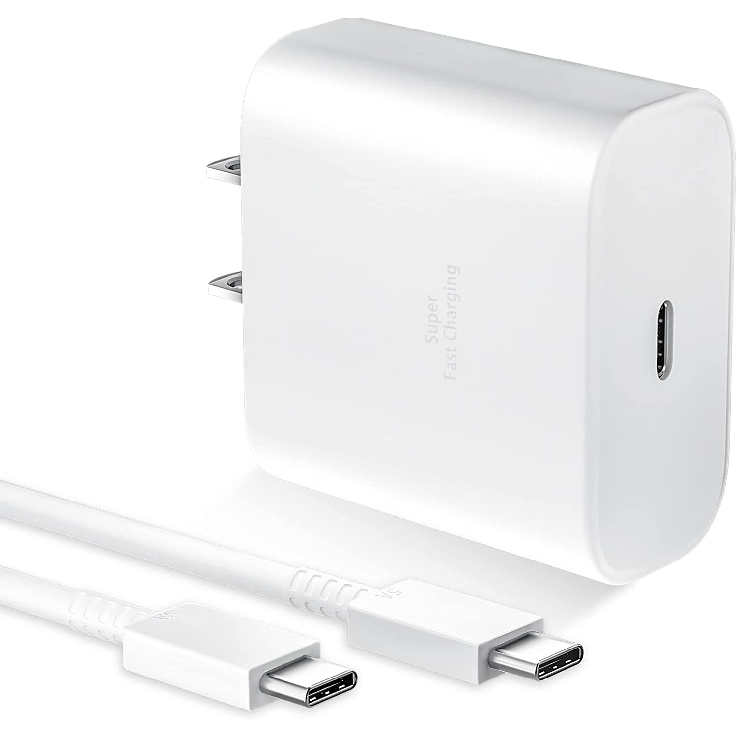 (Cableshark) 45W USB-C Super Fast Charging Wall Charger, White - 6ft Type C Charging Cable - For Samsung S21, S20. S10, Note 20, Note 21, 10, 9, 8