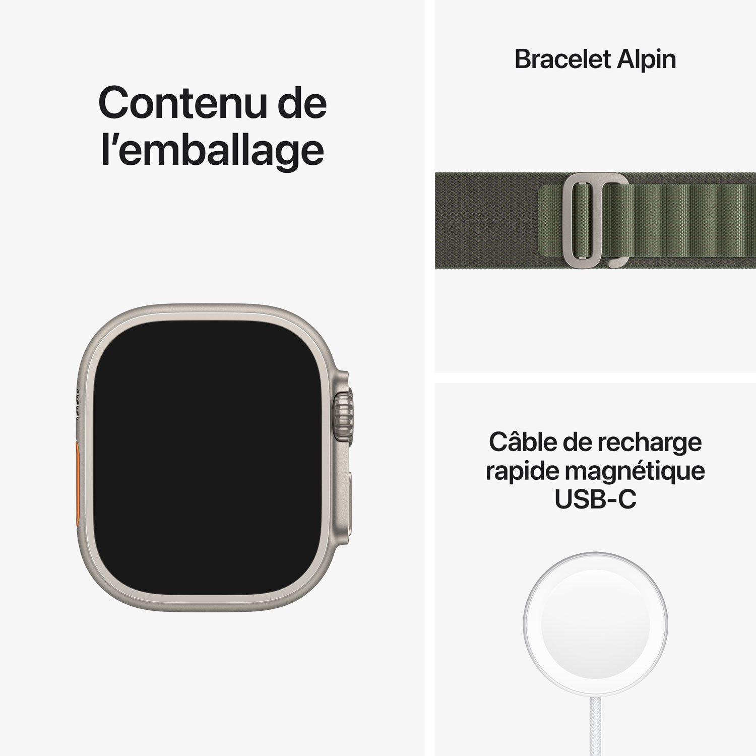 Apple Watch Ultra avec boîtier de 49 mm en titane et bracelet alpin vert de Rogers - Moyen - Financement mensuel