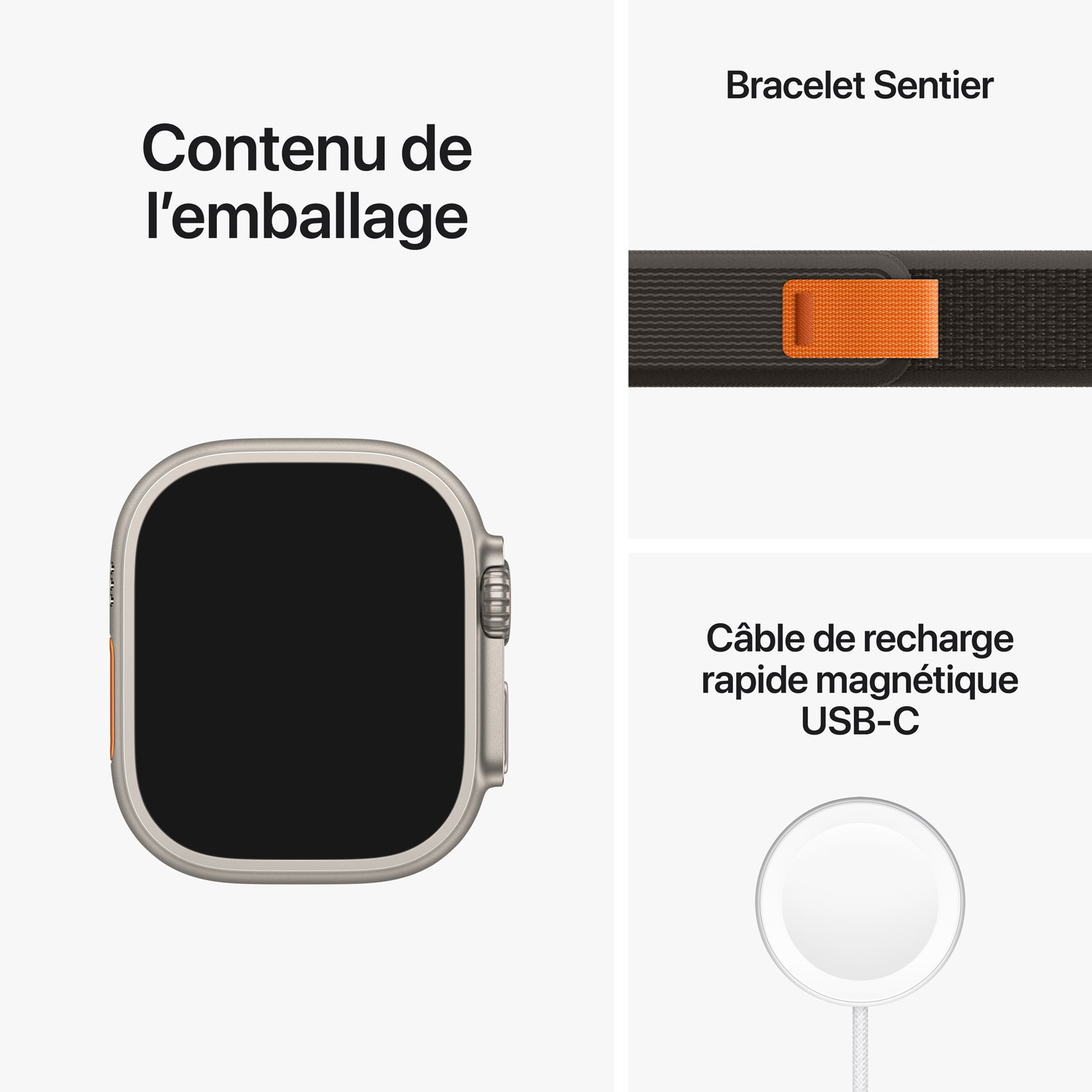 Apple Watch Ultra avec boîtier de 49 mm en titane et bracelet sentier noir/gris de TELUS - Moyen/Grand - Financement mensuel