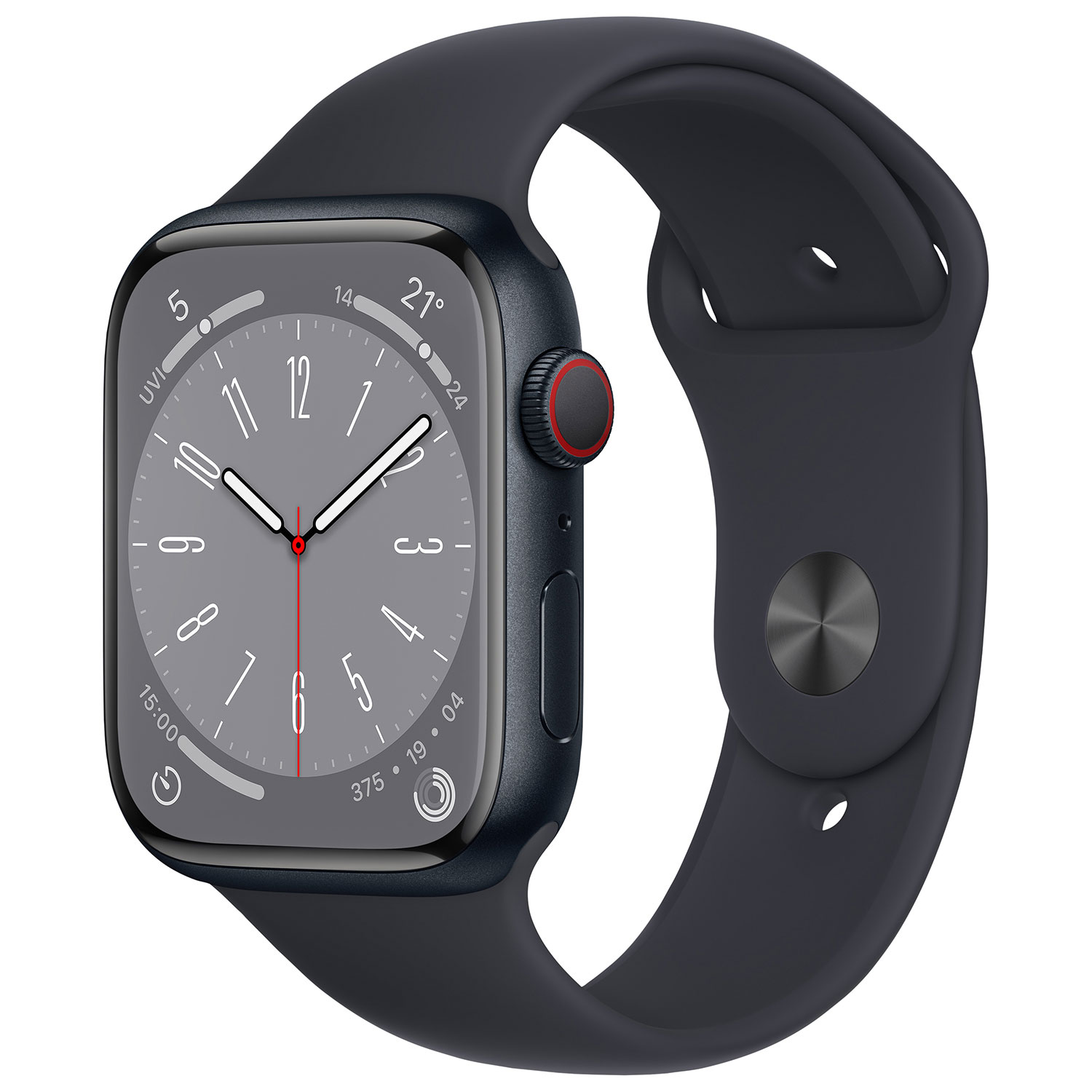 TELUS Apple Watch Series 8 (GPS + Cellular) 45mm Midnight Aluminum Case w/ Midnight Sport Band - M/L - Monthly Financing