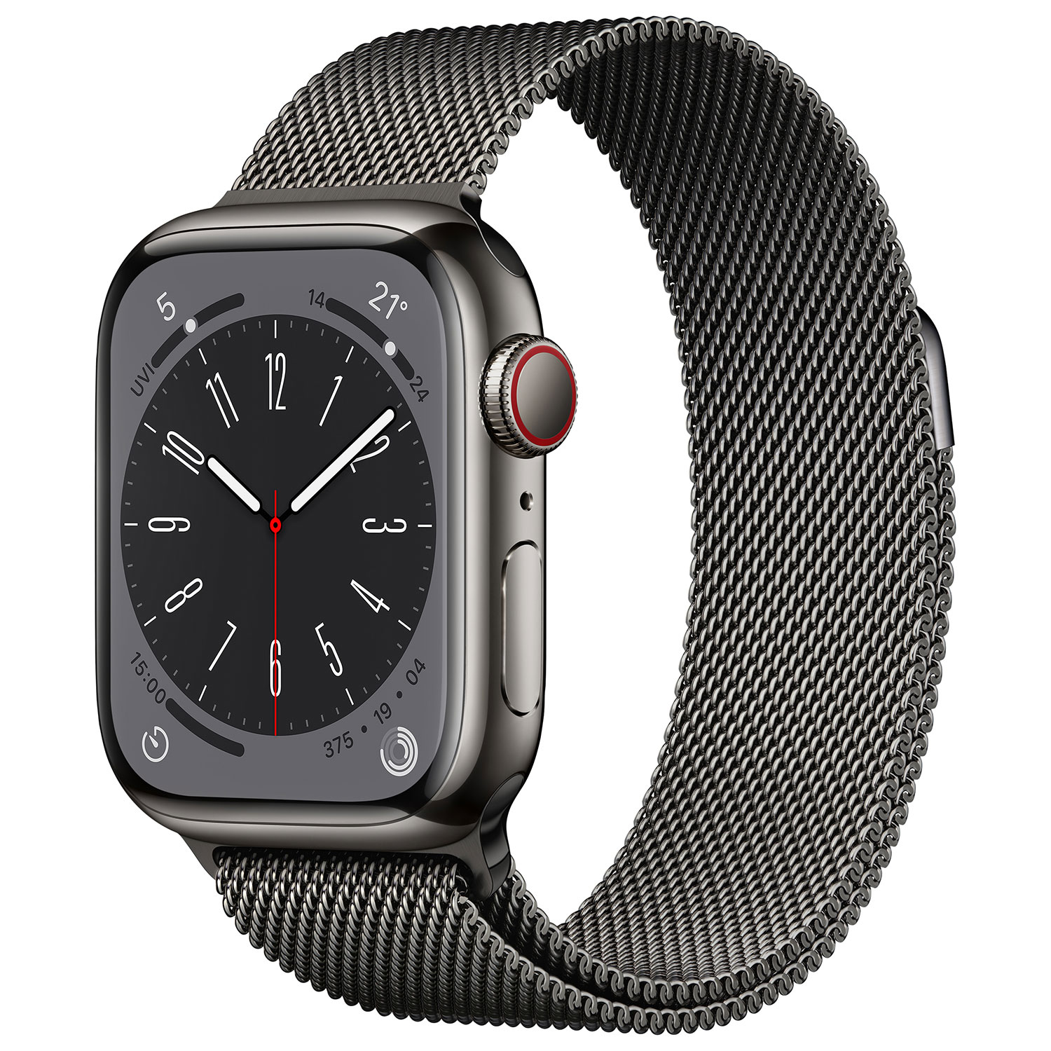 Rogers Apple Watch Series 8 (GPS + Cellular) 41mm Graphite Stainless Steel Case with Graphite Milanese Loop - S/M - Monthly Financing