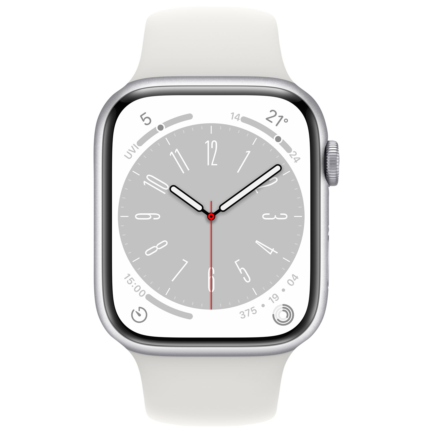 Bell Apple Watch Series 8 45mm Silver Aluminum Case w/ White Sport Band - M/L - Monthly Financing