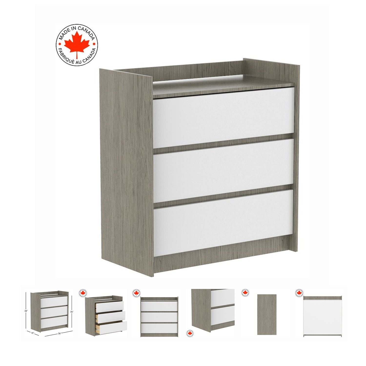 Alex Baby Changing Table, Grey and White