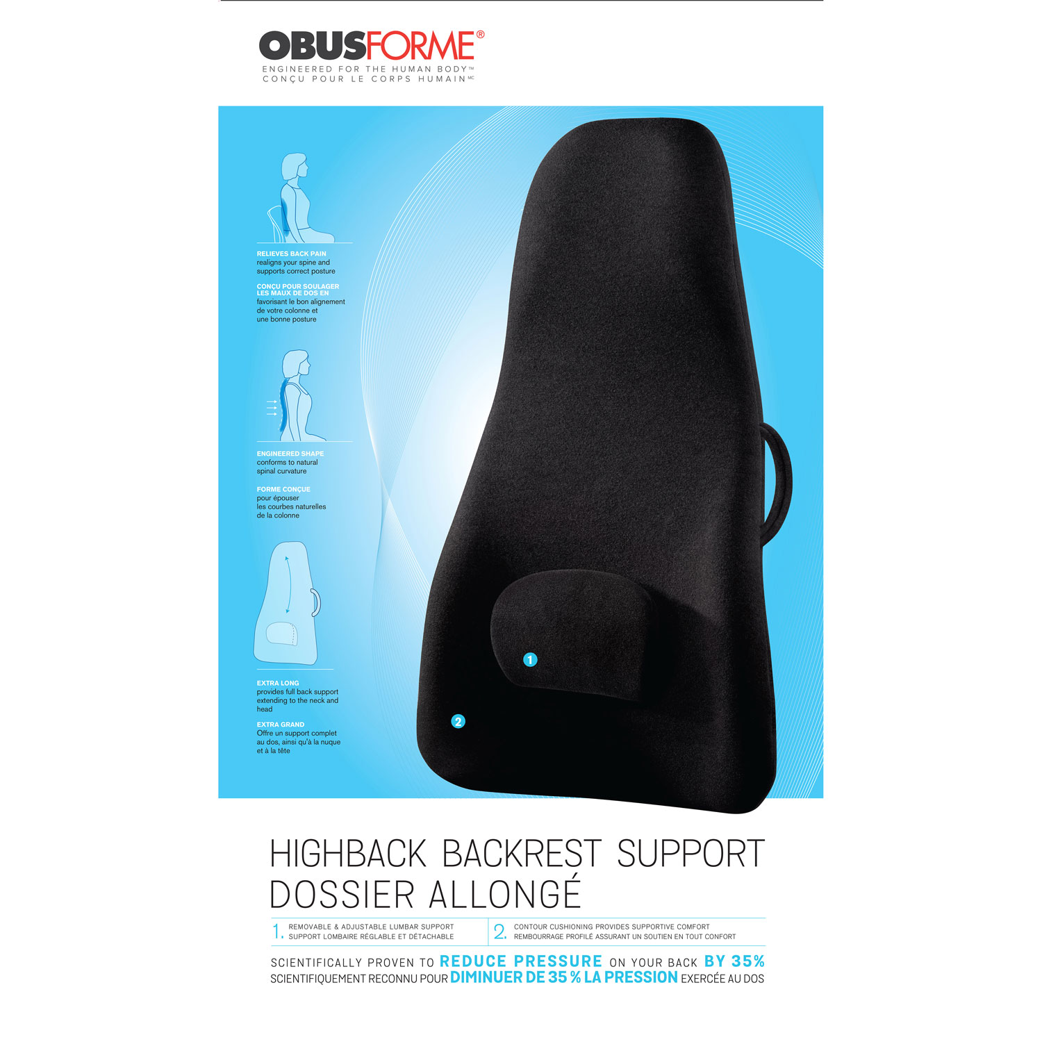 Support dorsal à haut dossier ObusForme