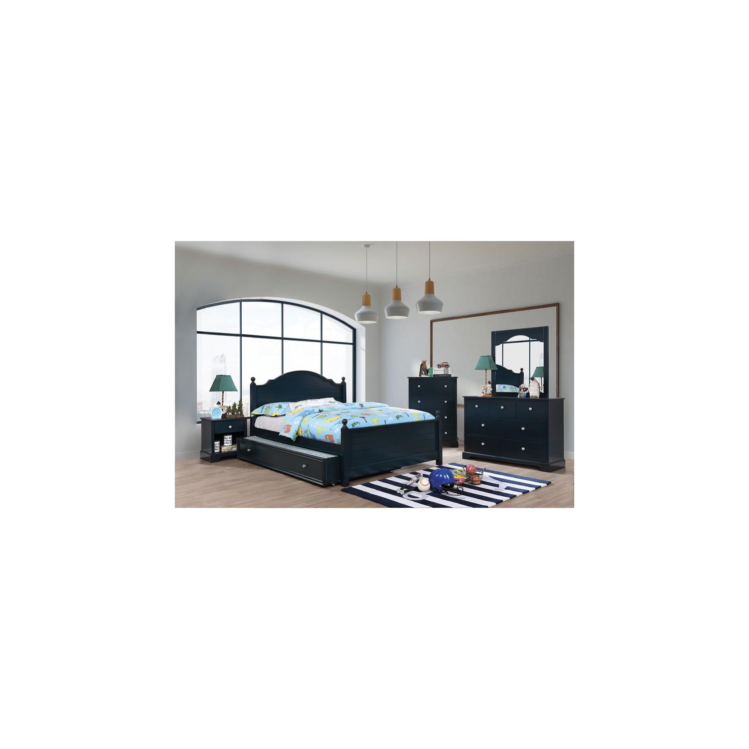 Table de chevet à 1 tiroir en bois massif pour enfants Belantra de Furniture of America - Bleu