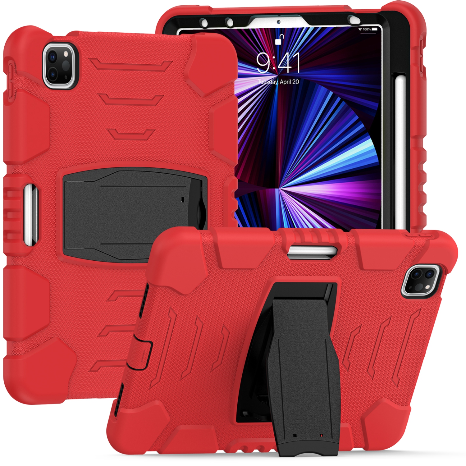 XCRS Full Body Heavy Duty Triple Layered Shockproof Rugged Kickstand Case Apple iPad Air, Air 4 (2020)/ iPad Pro 11 (2021 / 2020 / 2018), Anti Skid