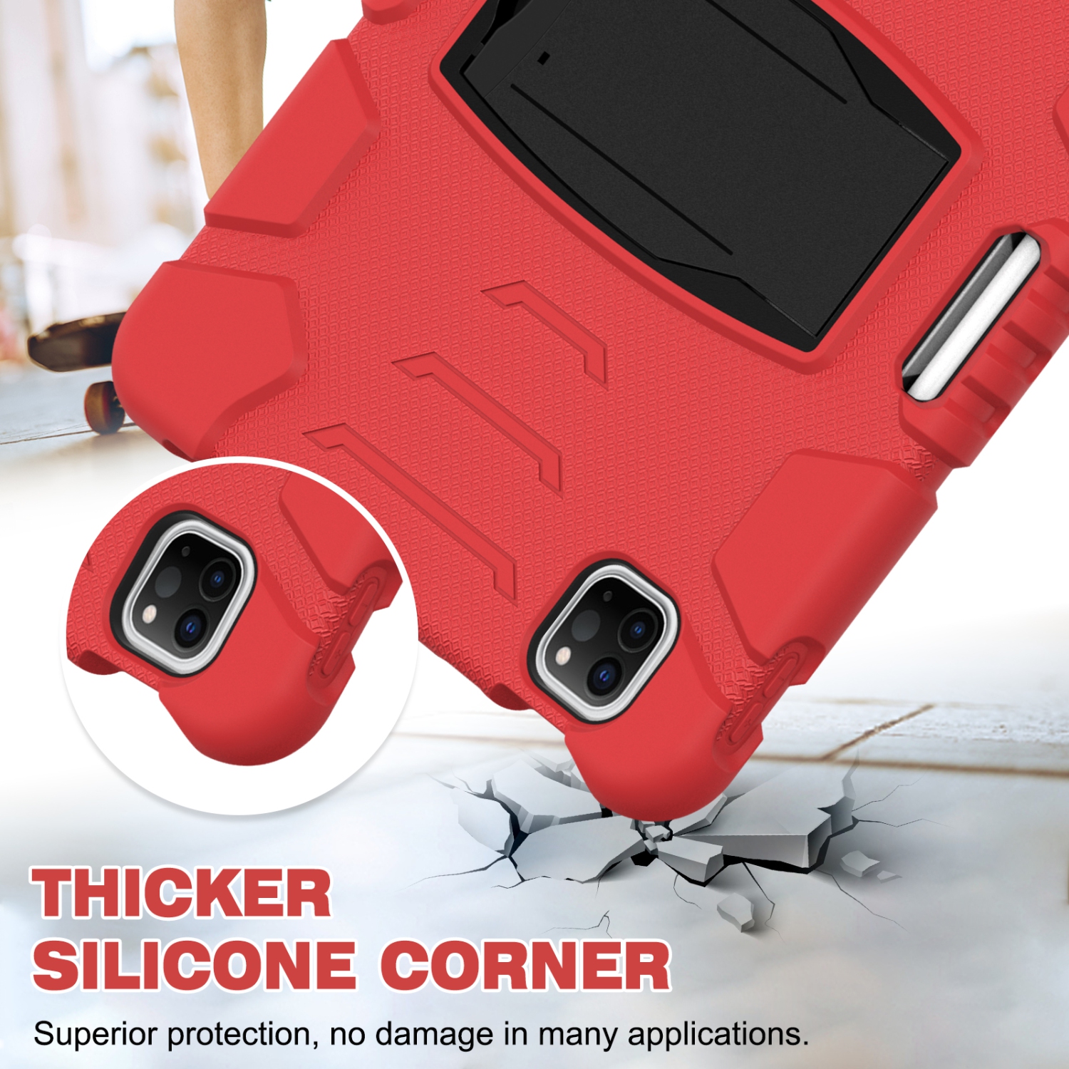 XCRS Full Body Heavy Duty Triple Layered Shockproof Rugged Kickstand Case Apple iPad Air, Air 4 (2020)/ iPad Pro 11 (2021 / 2020 / 2018), Anti Skid