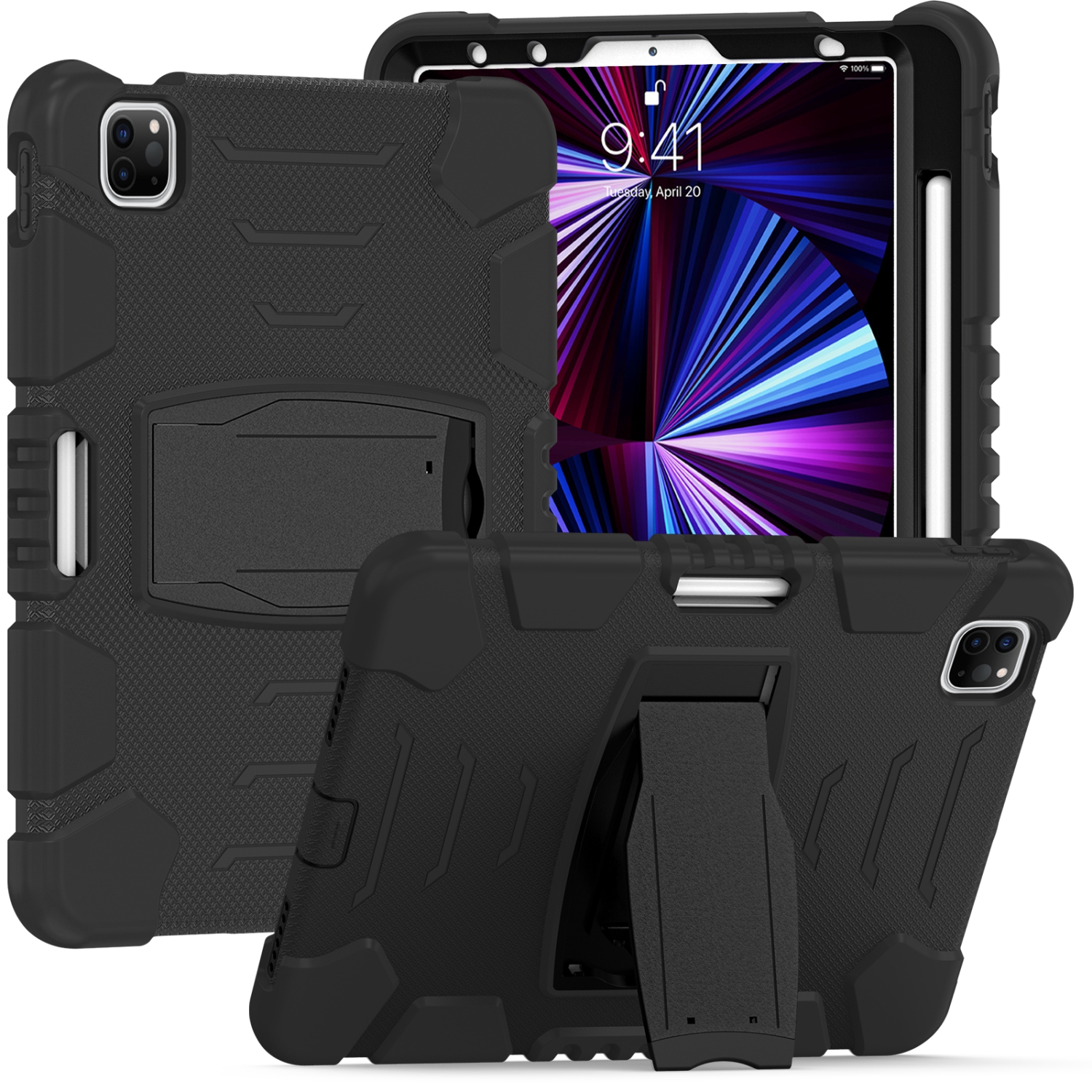 XCRS Full Body Heavy Duty Triple Layered Shockproof Rugged Kickstand Case Apple iPad Air, Air 4 (2020)/ iPad Pro 11 (2021 / 2020 / 2018), Anti Skid