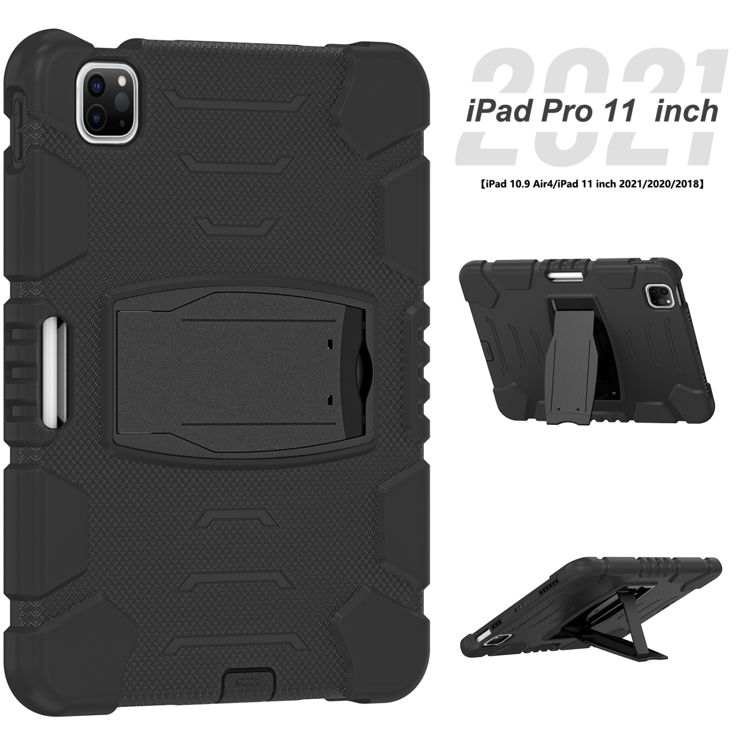 XCRS Full Body Heavy Duty Triple Layered Shockproof Rugged Kickstand Case Apple iPad Air, Air 4 (2020)/ iPad Pro 11 (2021 / 2020 / 2018), Anti Skid