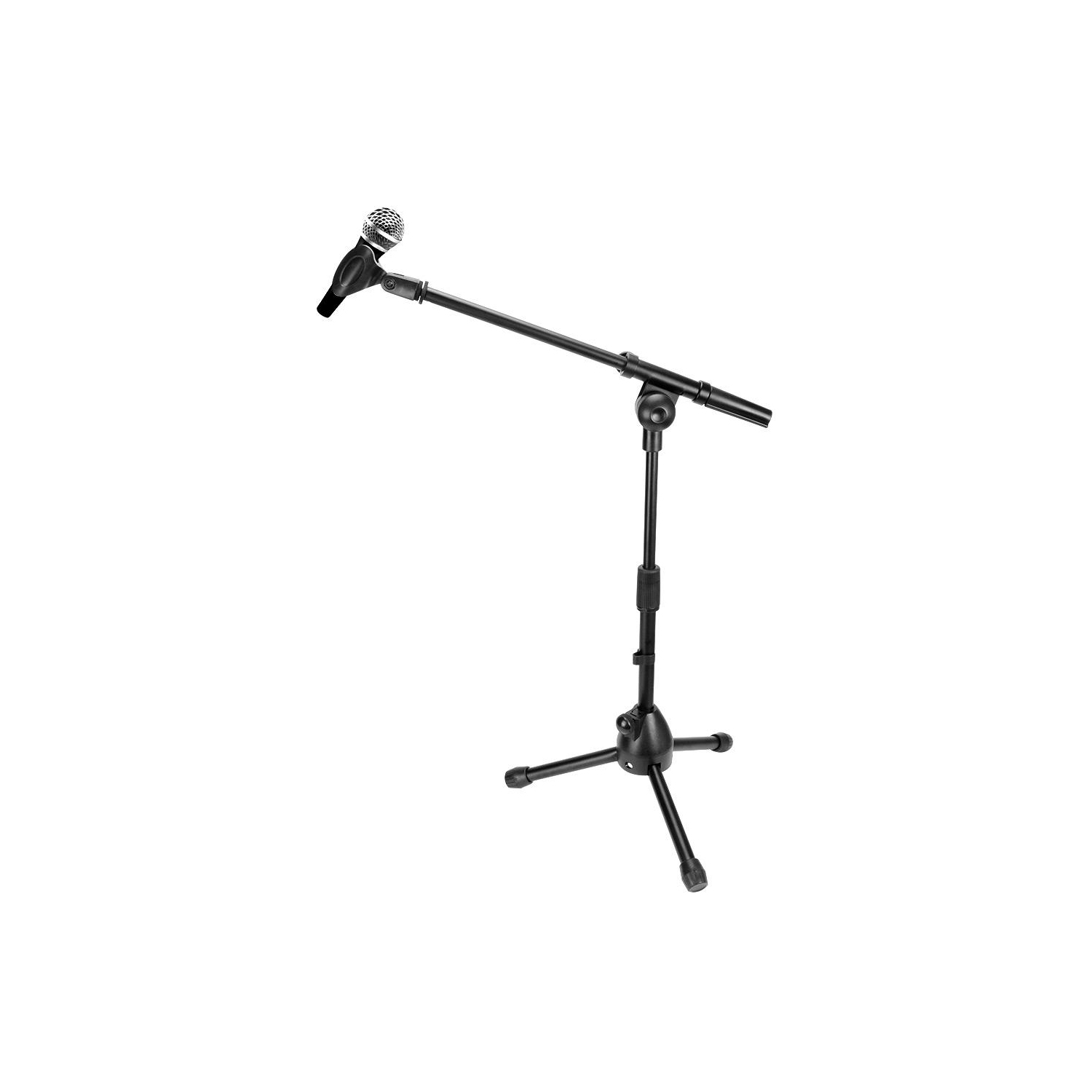 Short Microphone Portable Mic Tripod Stand with Fixed-Length Boom - Height Adjustable PrimeCables