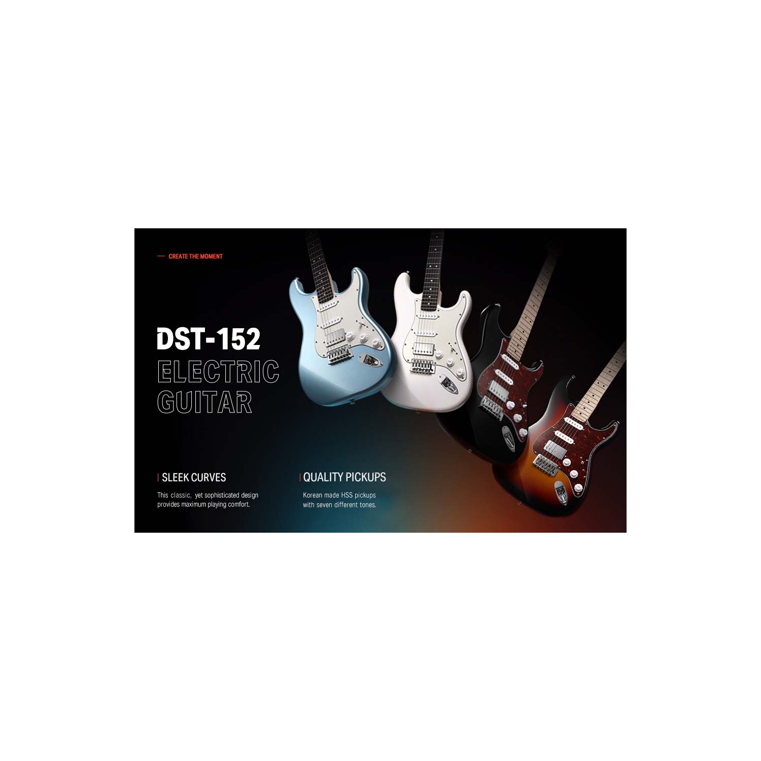 Donner DST-152 Full-Size ST Electric Guitar Kit with Amplifier 39-inch Coil Split HSS Pickup Beginner Set