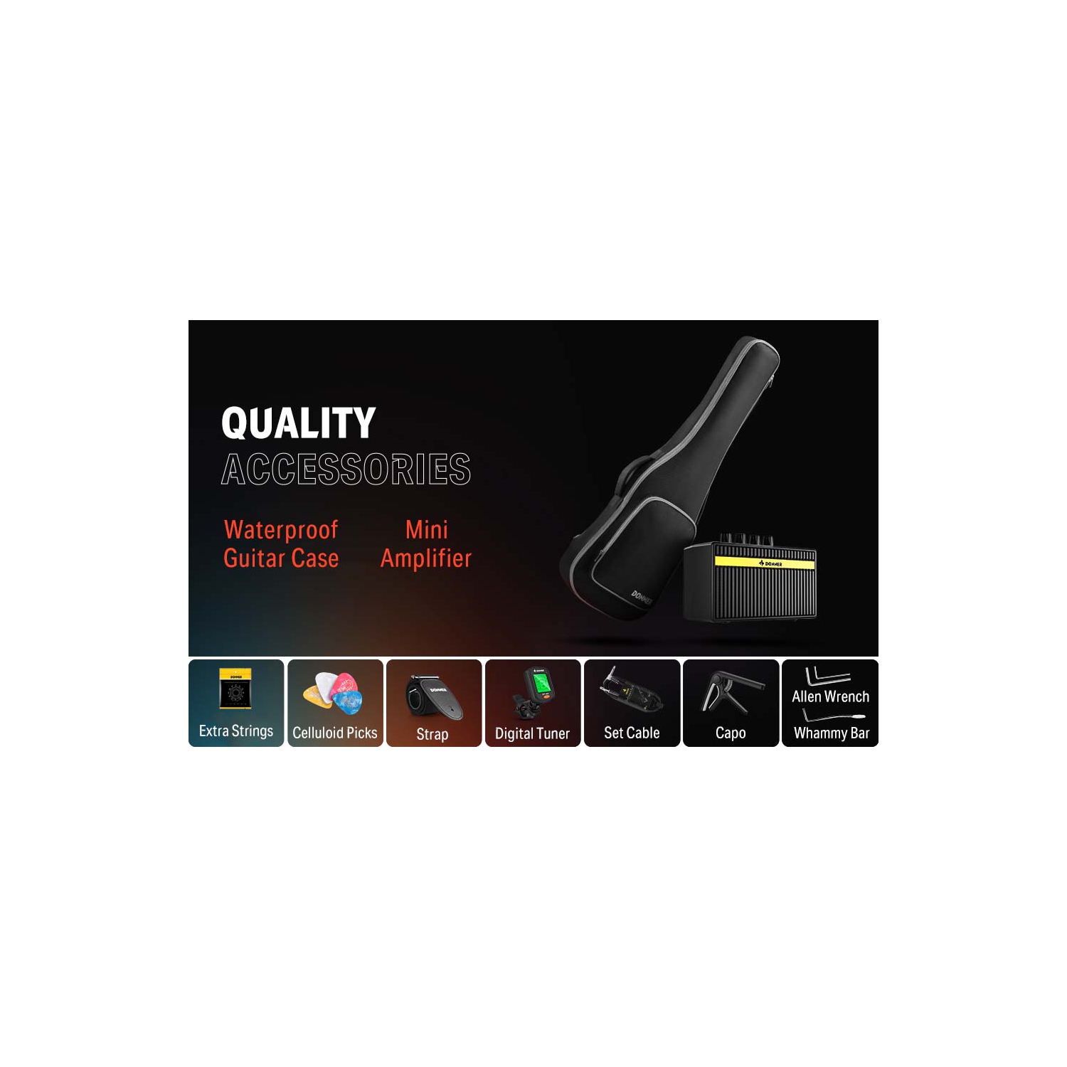 Donner DST-152 Full-Size ST Electric Guitar Kit with Amplifier 39-inch Coil Split HSS Pickup Beginner Set