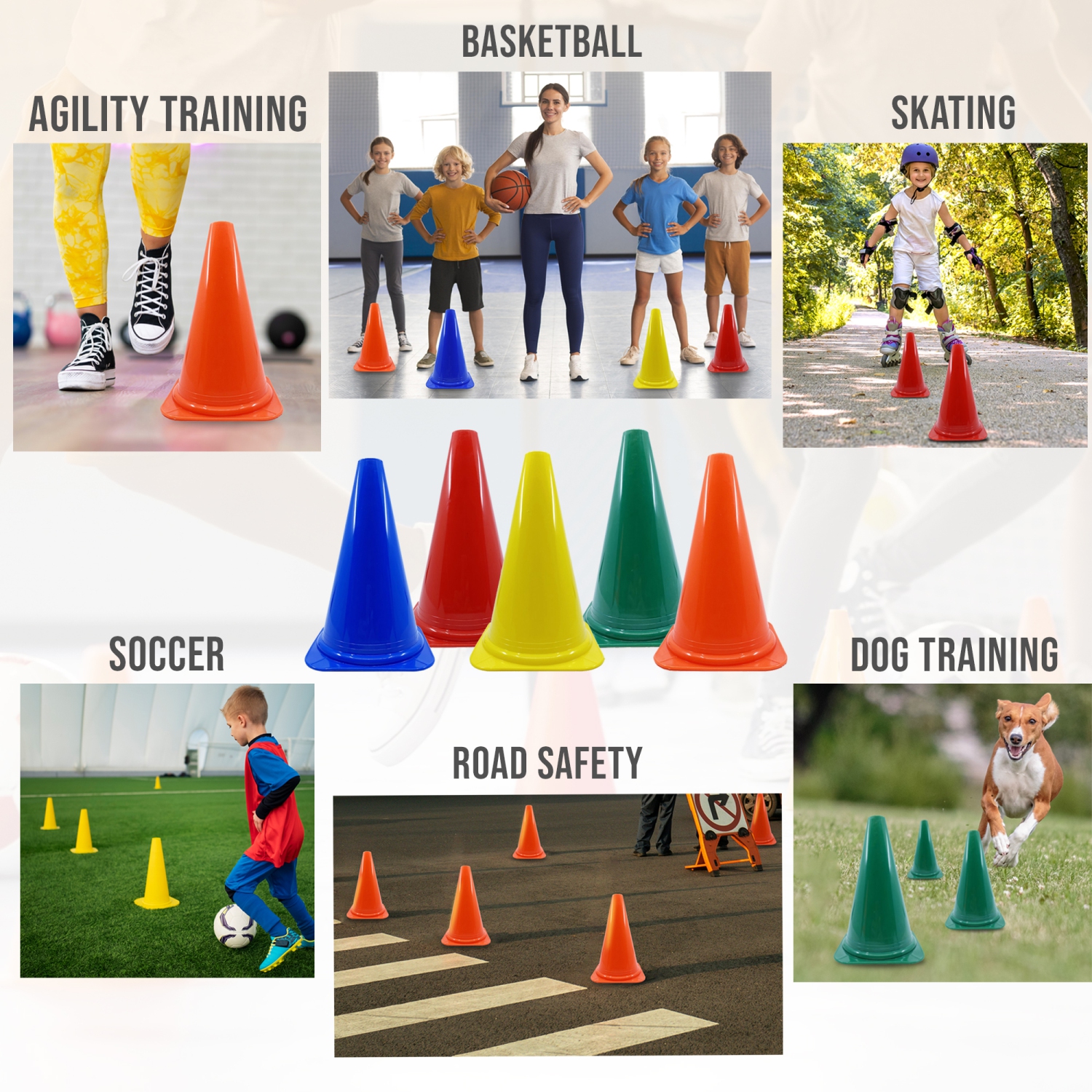 PRISP Vinyl Multi Purpose Cone - Light Indoor and Outdoor Marker, Set of 25
