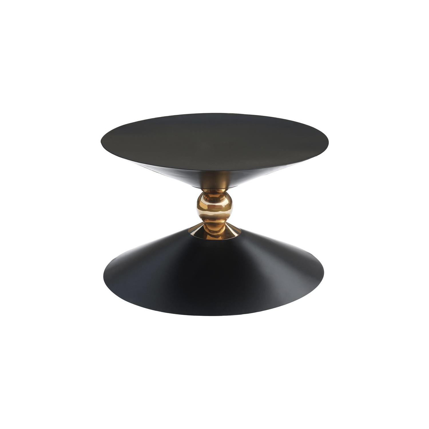 Meridian Furniture Malia Black and Gold Metal Hourglass Shaped Coffee Table