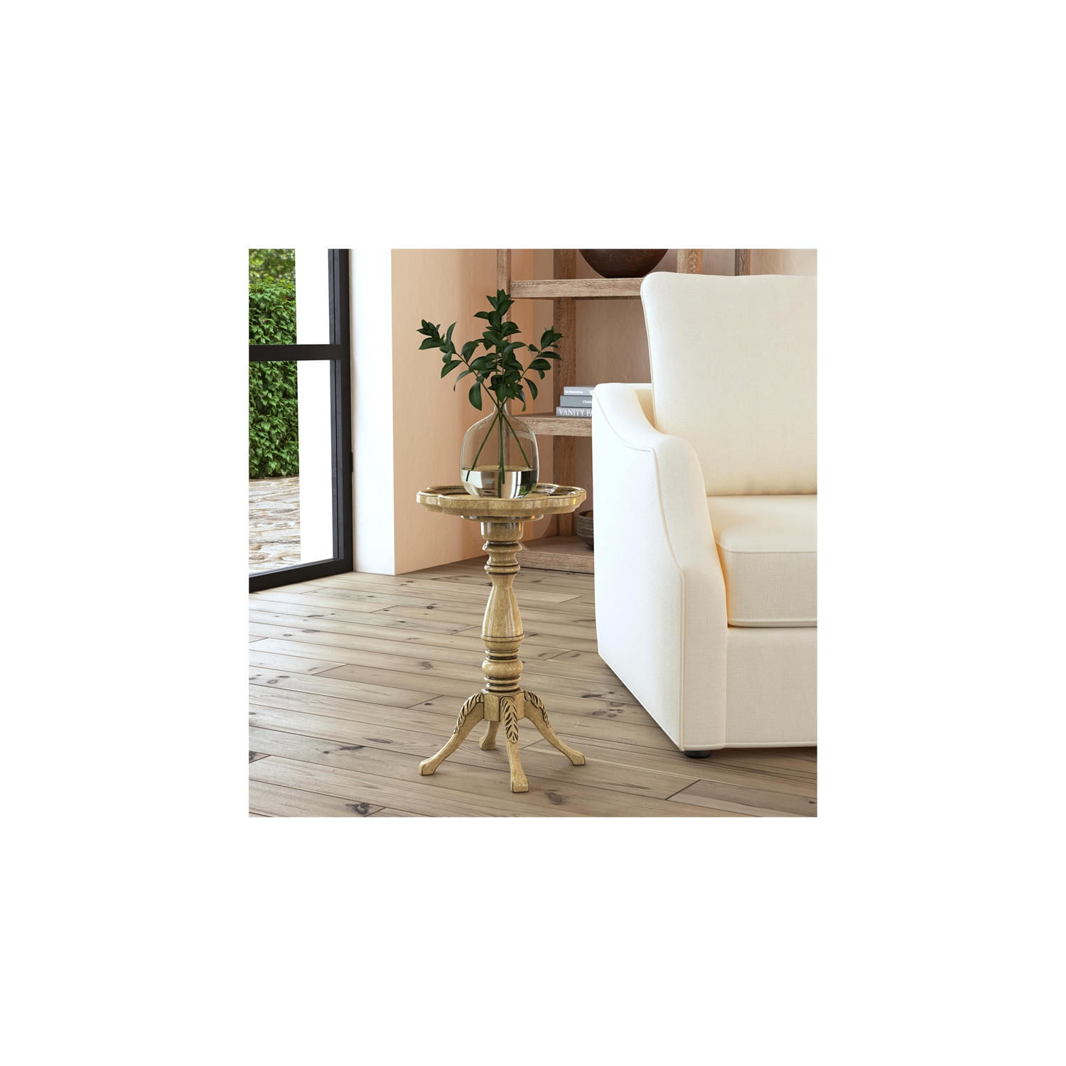 Butler Specialty Whitman Antique Beige Scalloped Edge Accent Table