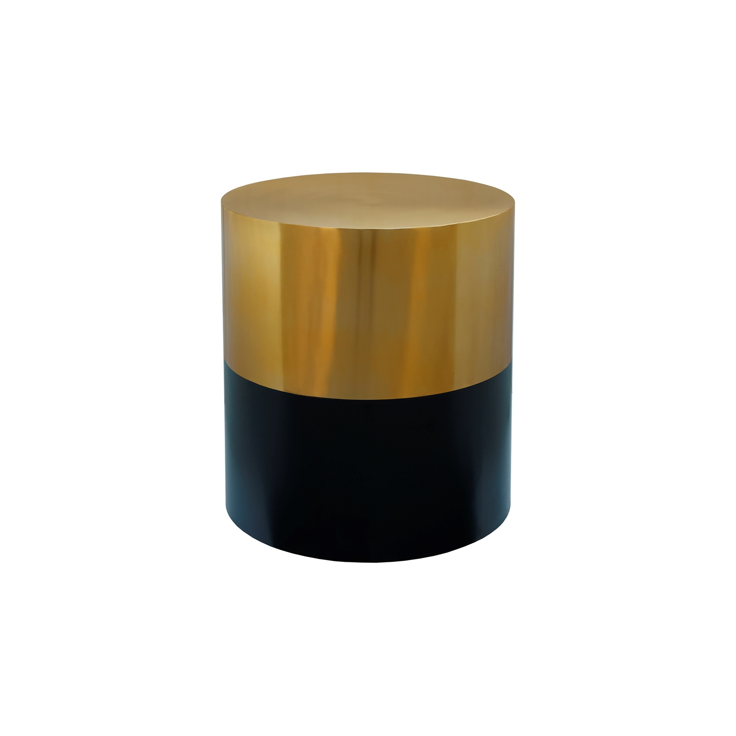 Meridian Furniture Sun Brushed Gold Top End Table with Matte Black Base