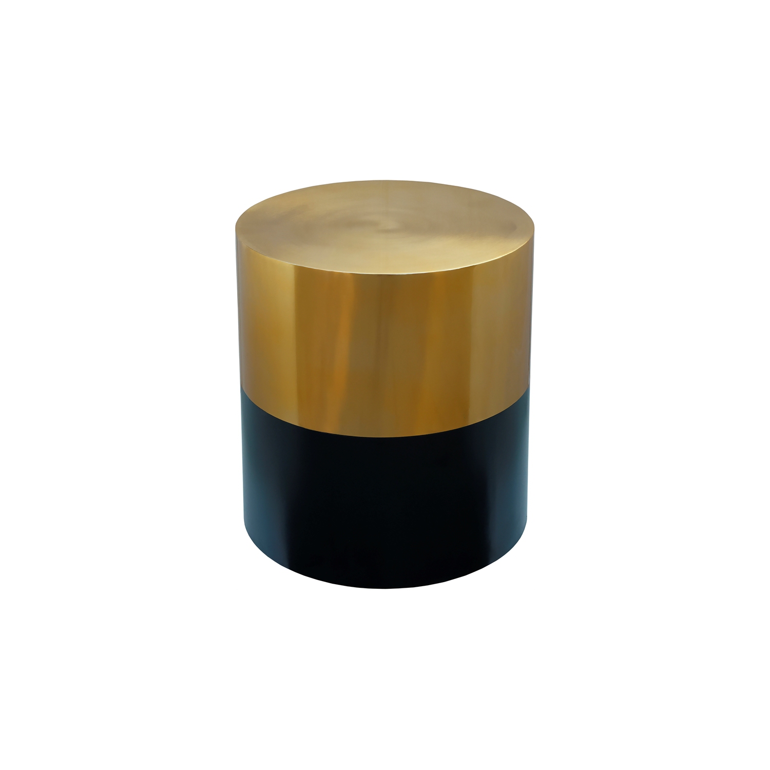 Meridian Furniture Sun Brushed Gold Top End Table with Matte Black Base