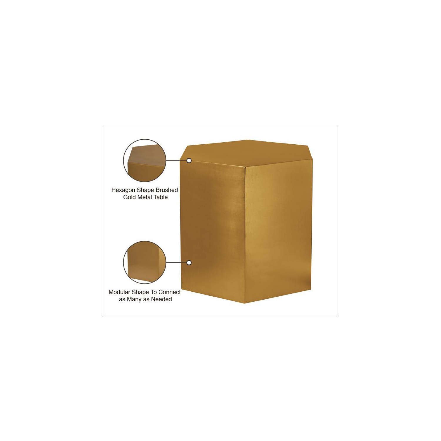 Meridian Furniture Hexagon Brushed Gold Metal End Table