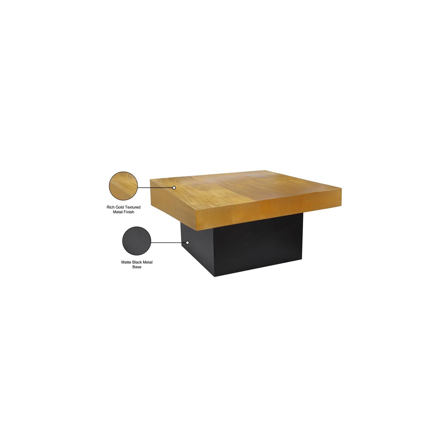 Meridian Furniture Palladium Textured Metal Coffee Table in Gold
