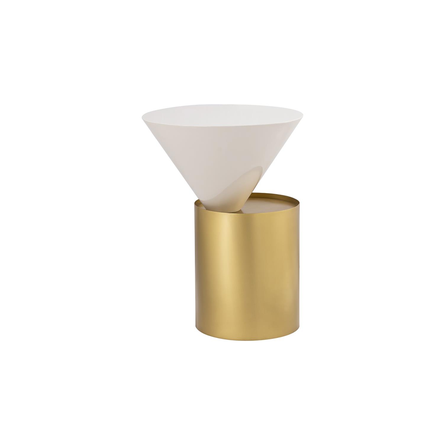 Meridian Furniture Damon White Metal Top End Table with Brushed Brass Metal Base
