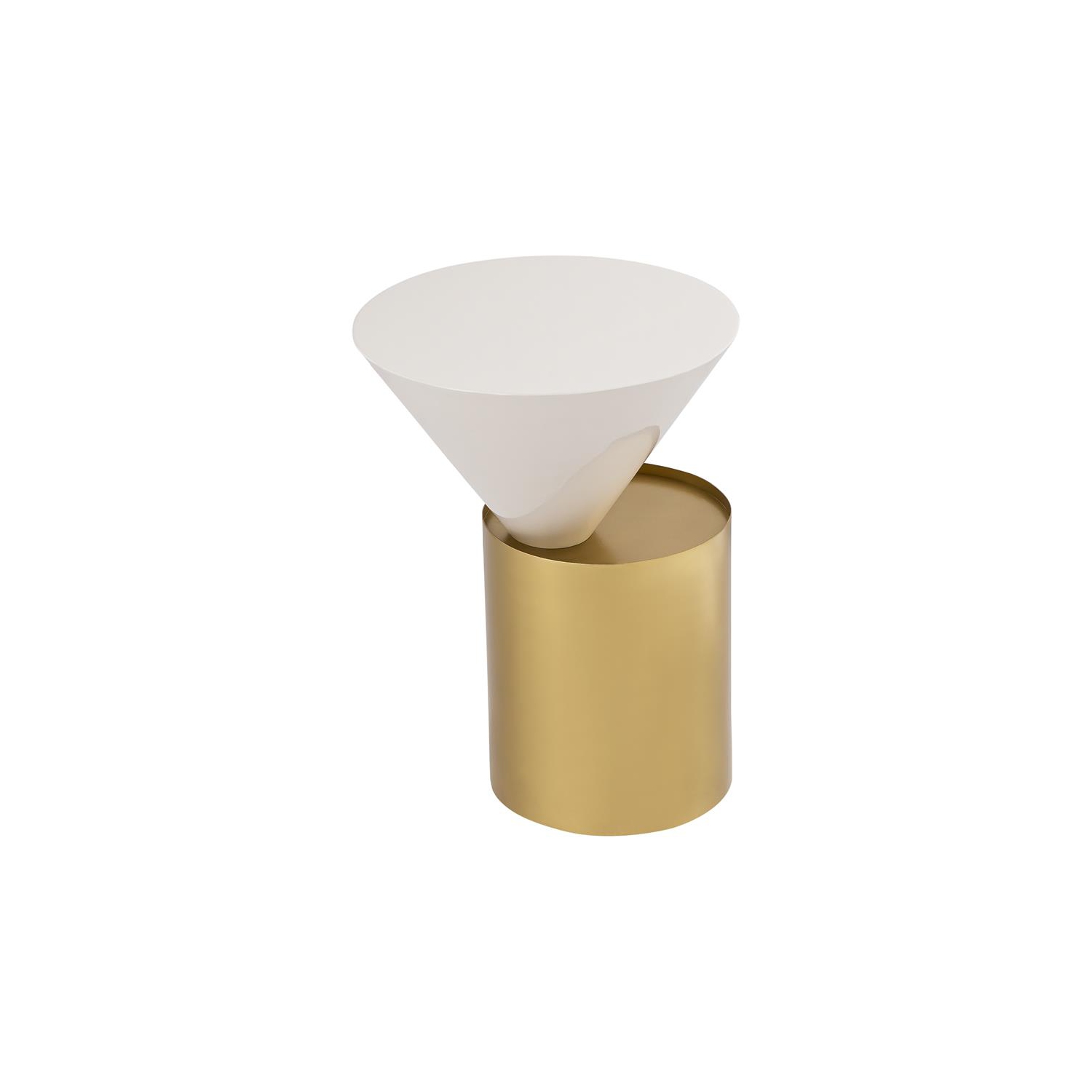 Meridian Furniture Damon White Metal Top End Table with Brushed Brass Metal Base