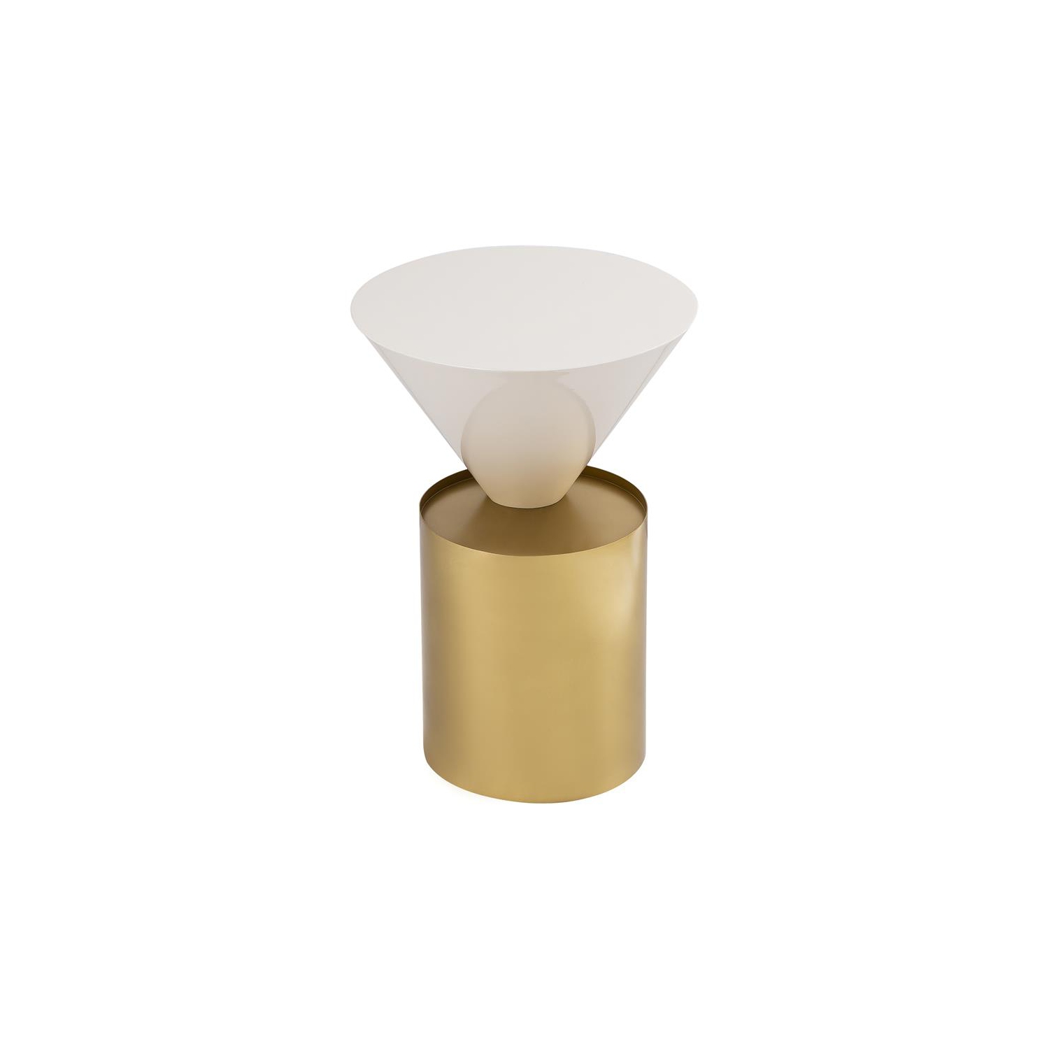 Meridian Furniture Damon White Metal Top End Table with Brushed Brass Metal Base