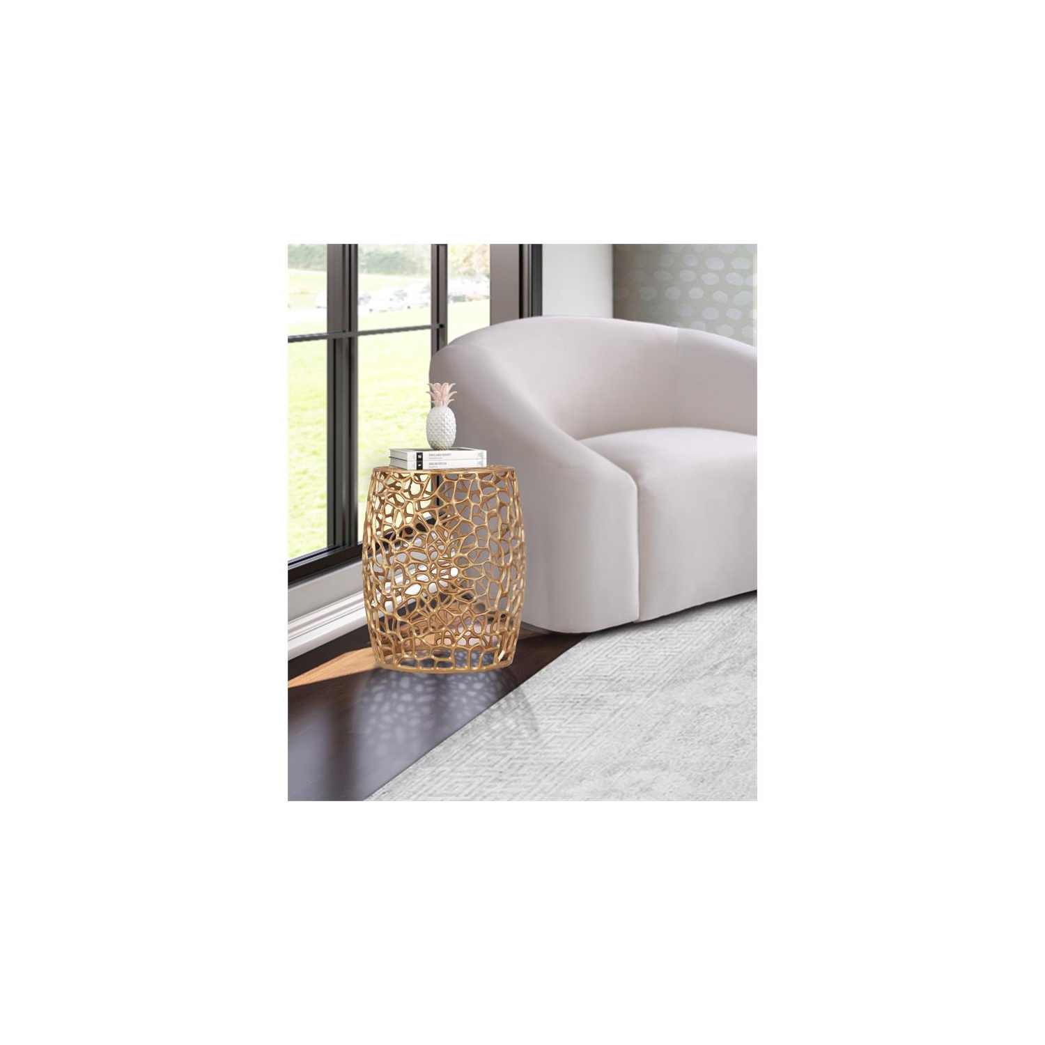 Meridian Furniture Priya Solid Gold Aluminum End Table