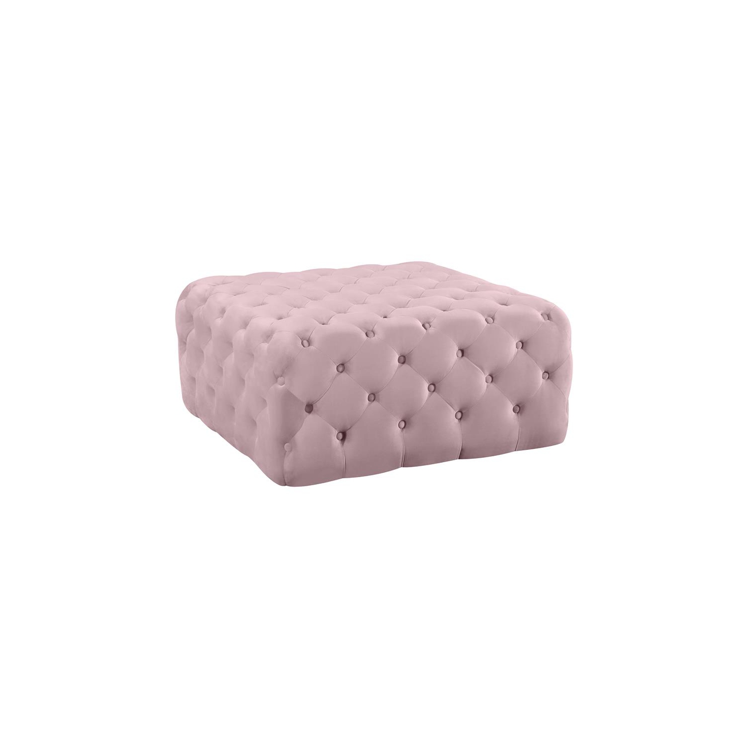 Meridian Furniture Ariel Button Tufted Pink Velvet Ottoman and Bench