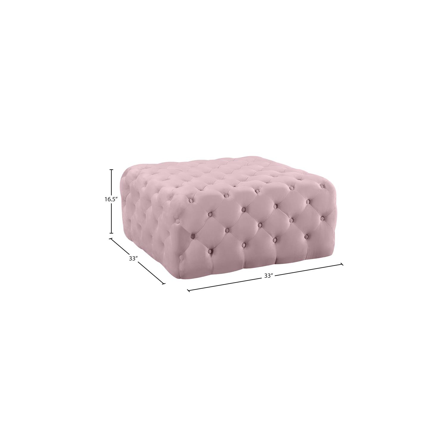 Meridian Furniture Ariel Button Tufted Pink Velvet Ottoman and Bench