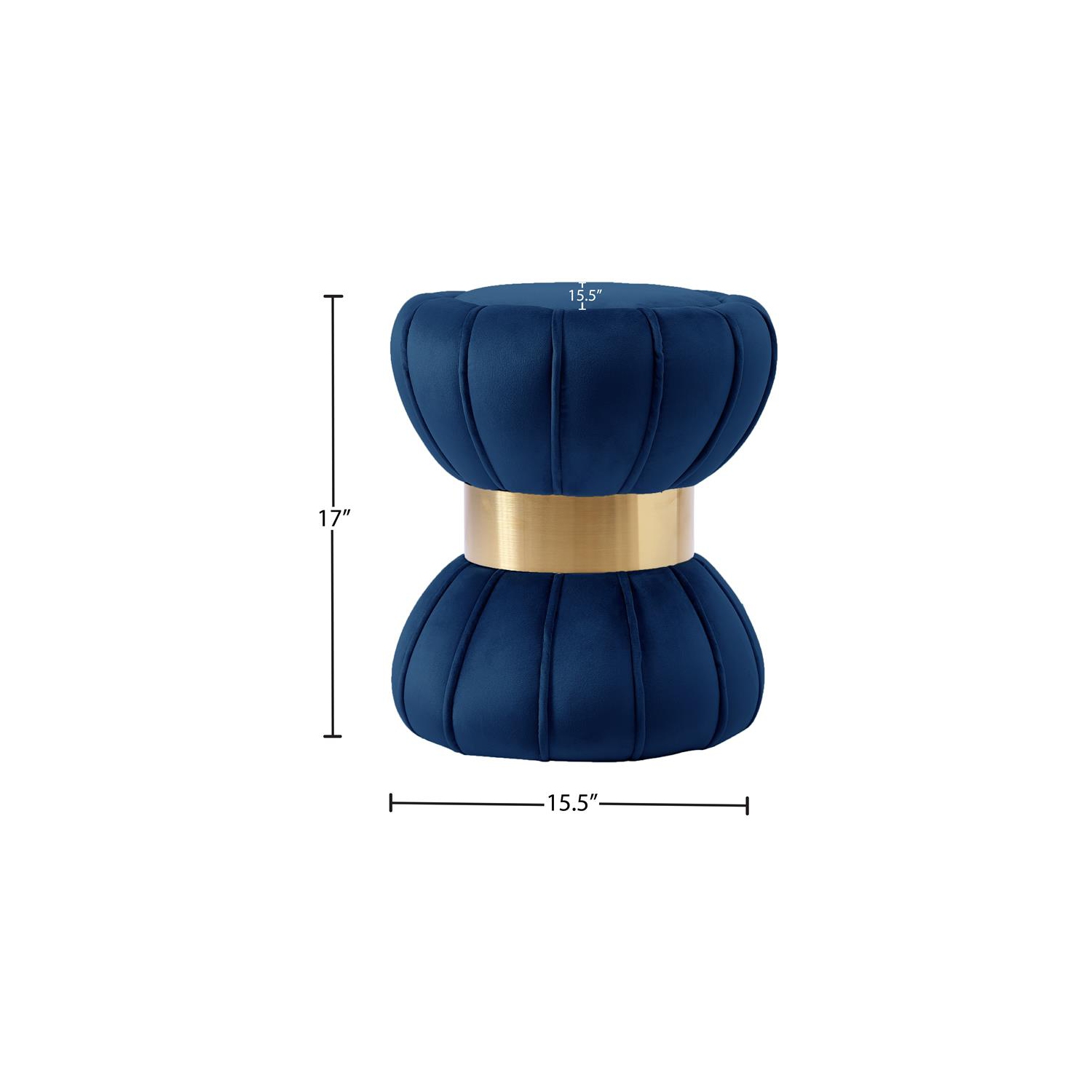 Meridian Furniture Vino Contemporary Velvet Ottoman/Stool in Navy