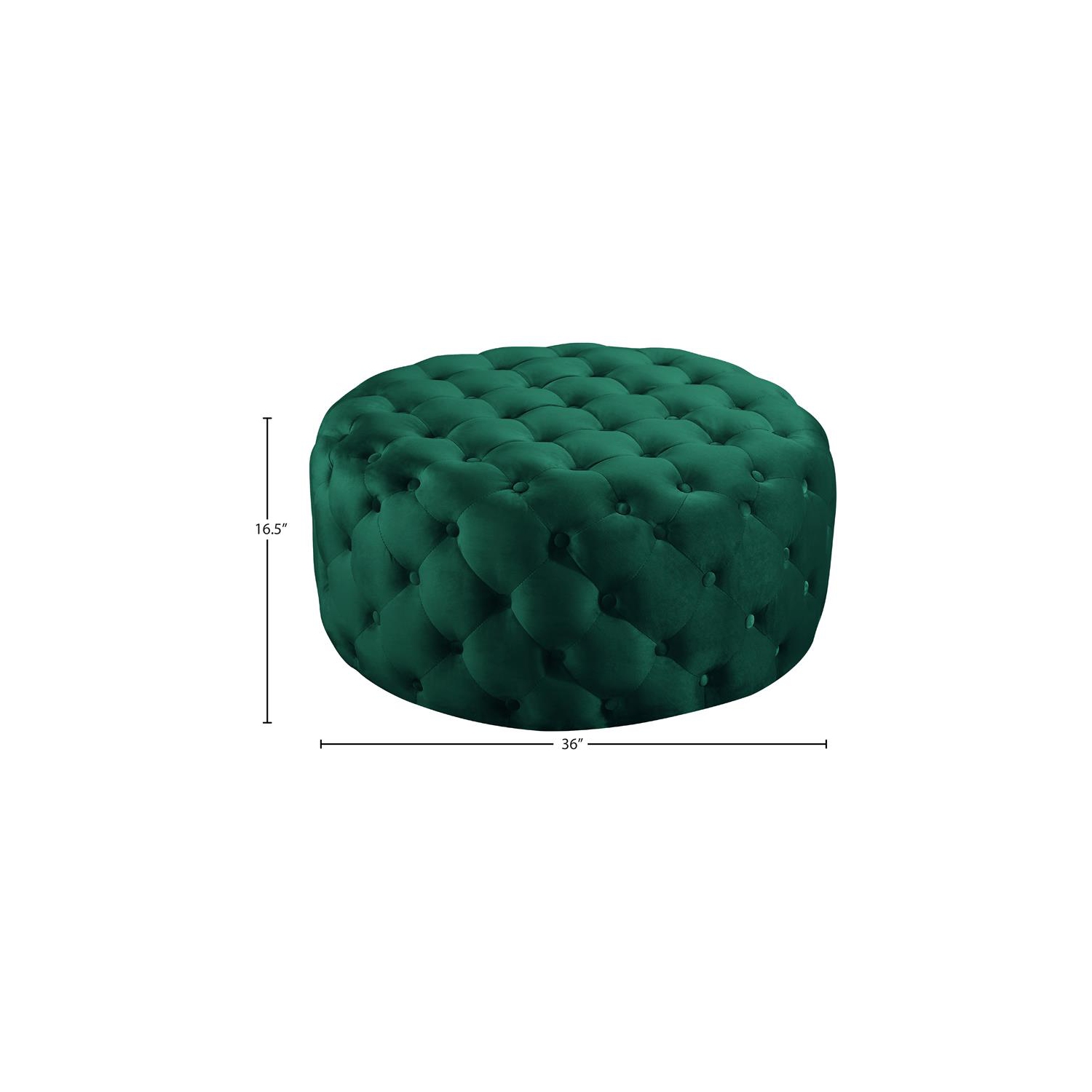 Meridian Furniture Addison Button Tufted Green Velvet Ottoman and Bench