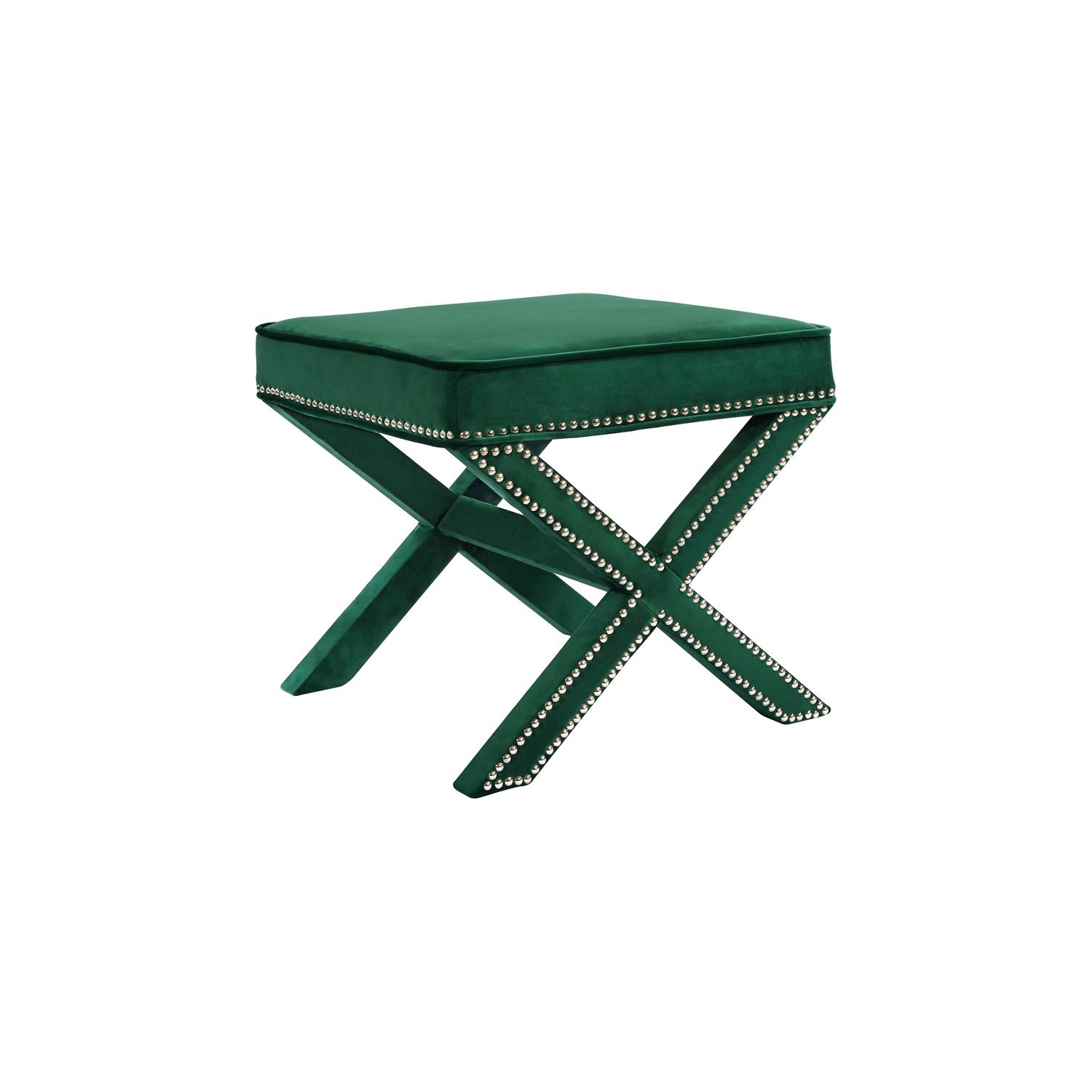 Meridian Furniture Nixon Contemporary Velvet Ottoman/Bench in Green