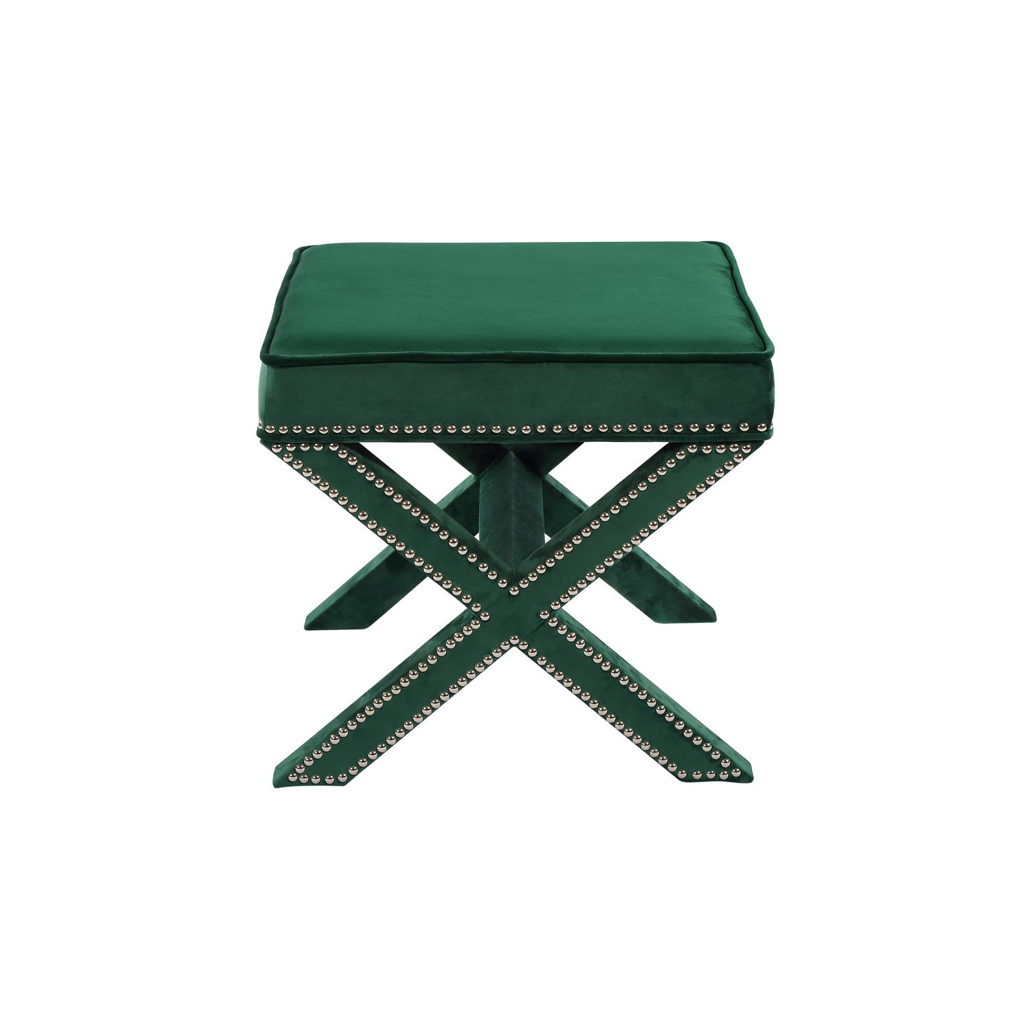 Meridian Furniture Nixon Contemporary Velvet Ottoman/Bench in Green