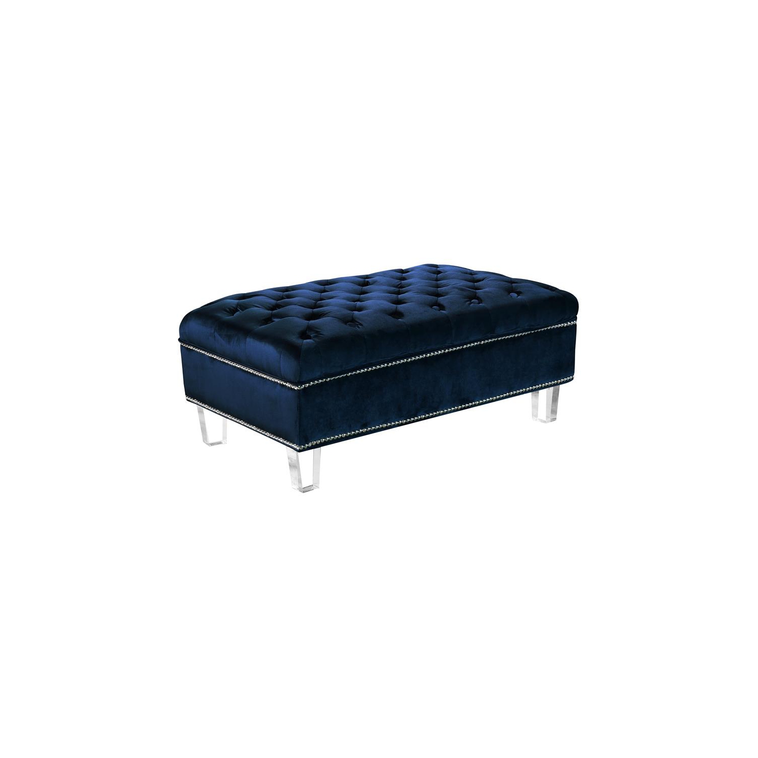 Meridian Furniture Lucas Navy Velvet Ottoman