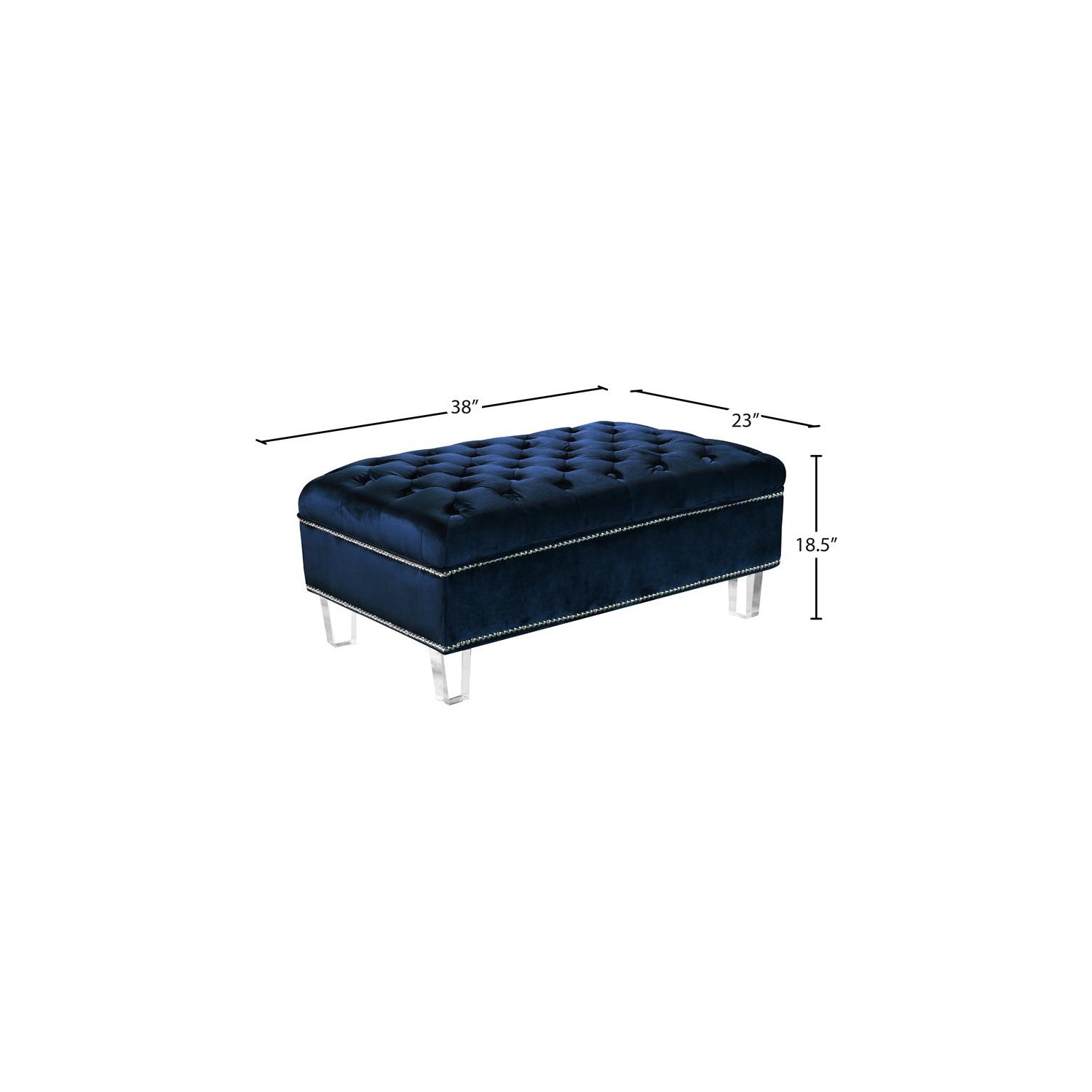 Meridian Furniture Lucas Navy Velvet Ottoman