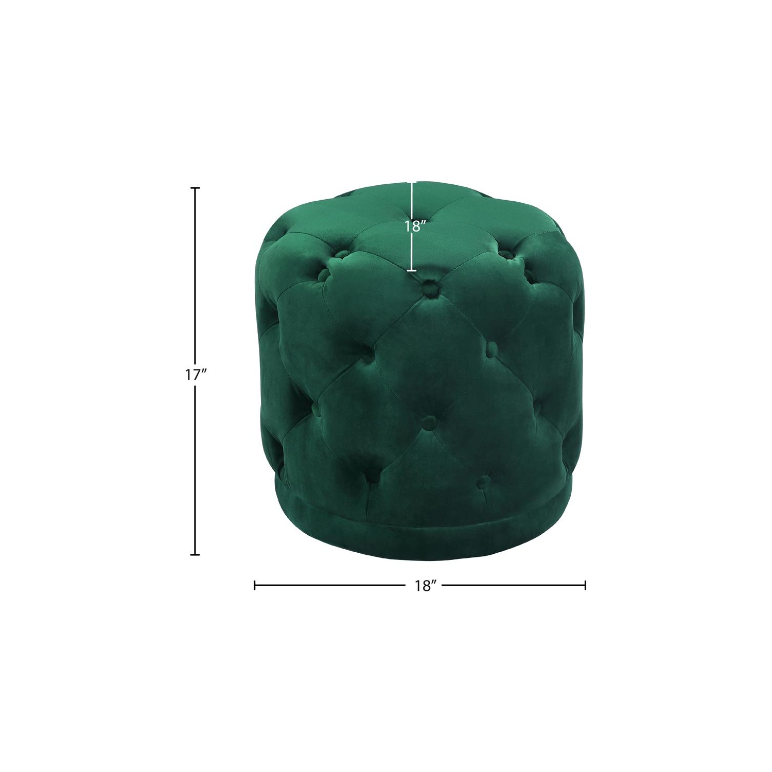 Meridian Furniture Harper Contemporary Velvet Ottoman/Stool in Green