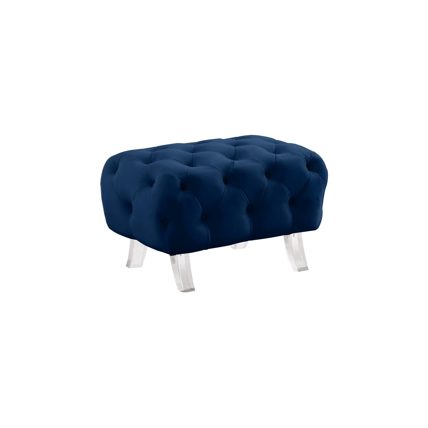 Meridian Furniture Crescent Navy Velvet Ottoman