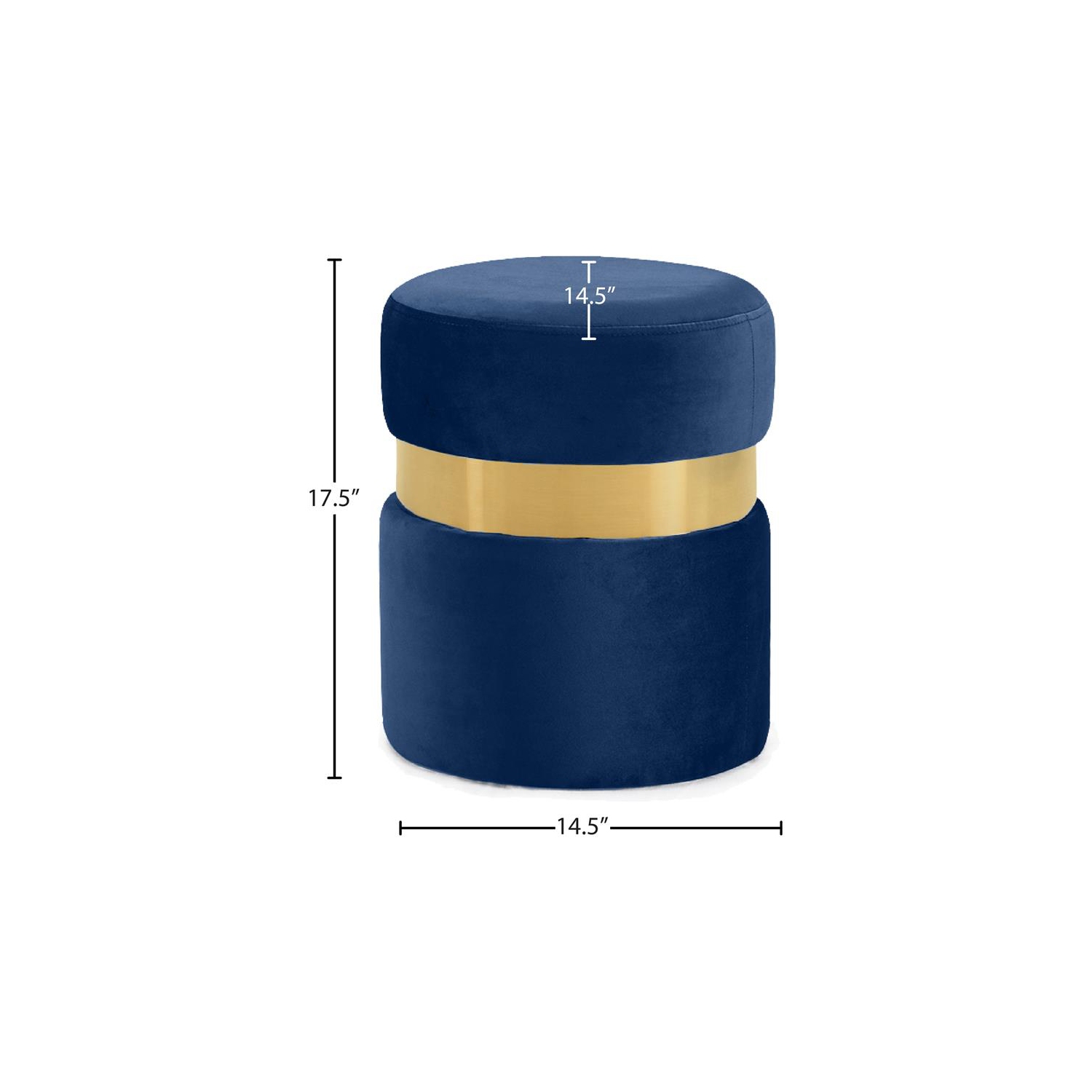 Meridian Furniture Hailey Contemporary Velvet Ottoman/Stool in Navy