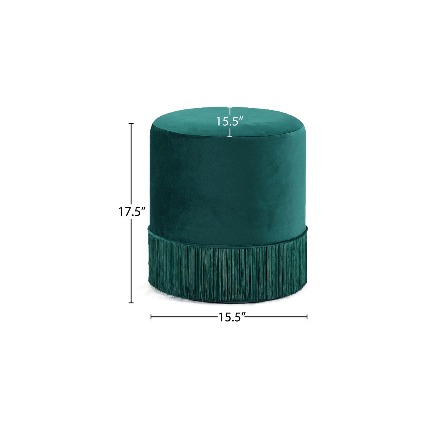 Meridian Furniture Teddy Contemporary Velvet Ottoman/Stool in Green