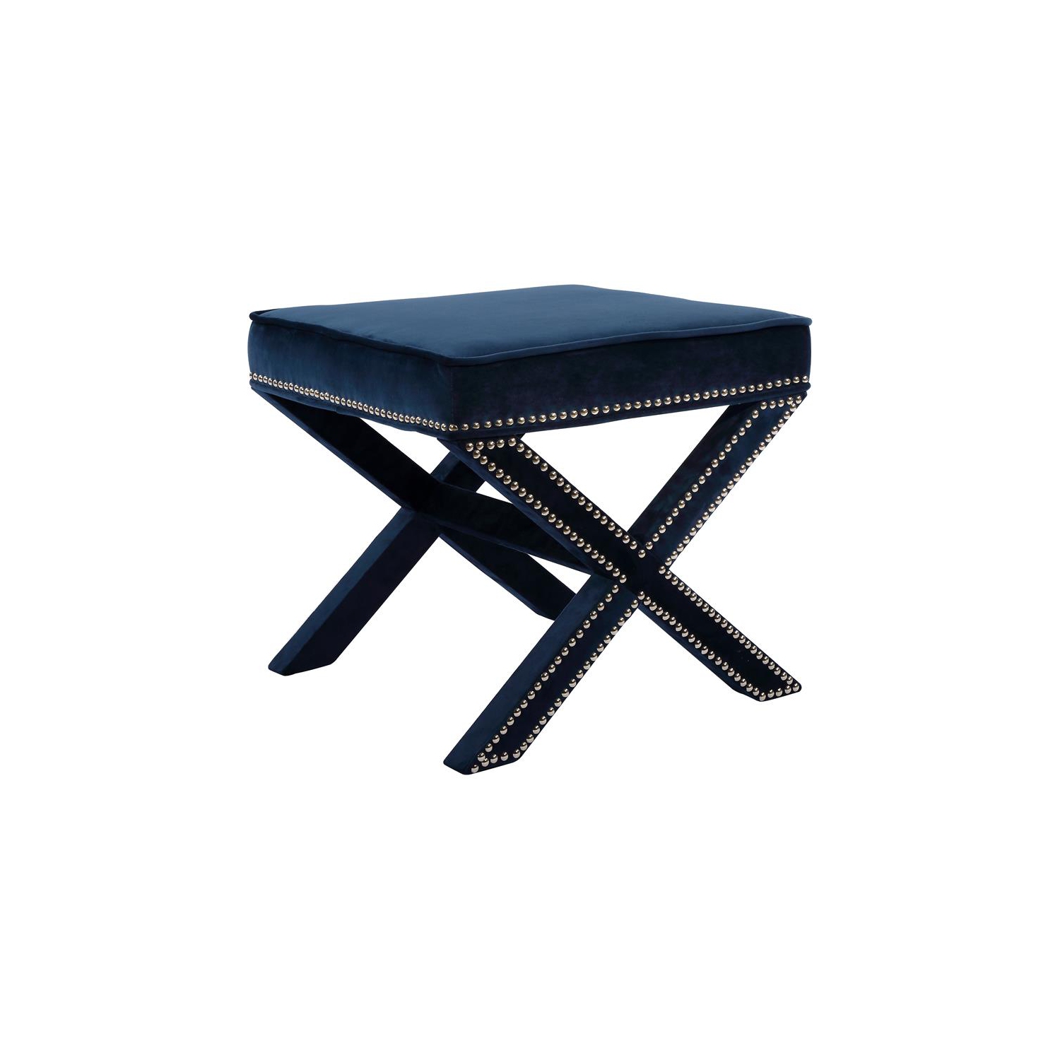 Meridian Furniture Nixon Contemporary Velvet Ottoman/Bench in Navy