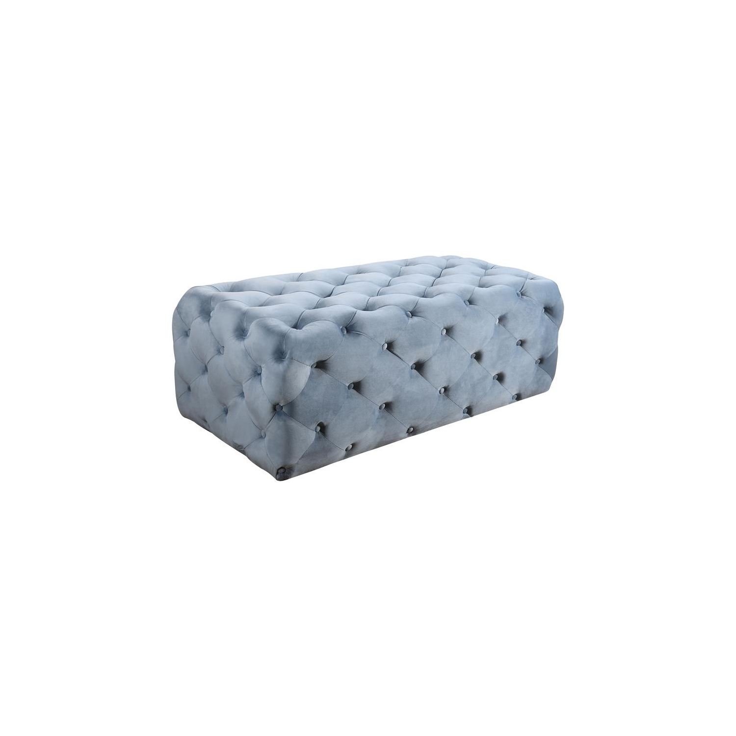 Pouf et banc en velours bleu ciel Casey Button de Meridian Furniture
