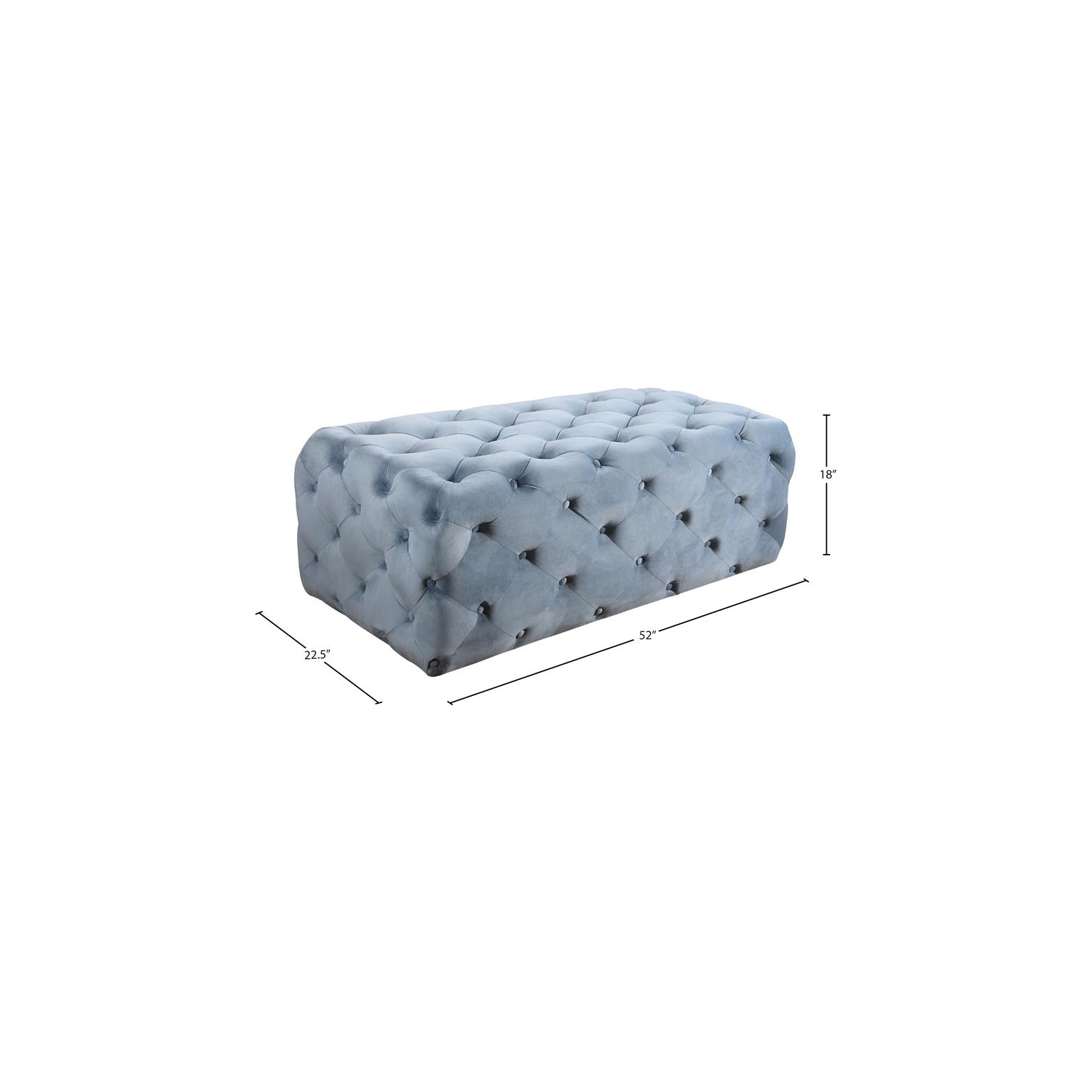 Pouf et banc en velours bleu ciel Casey Button de Meridian Furniture