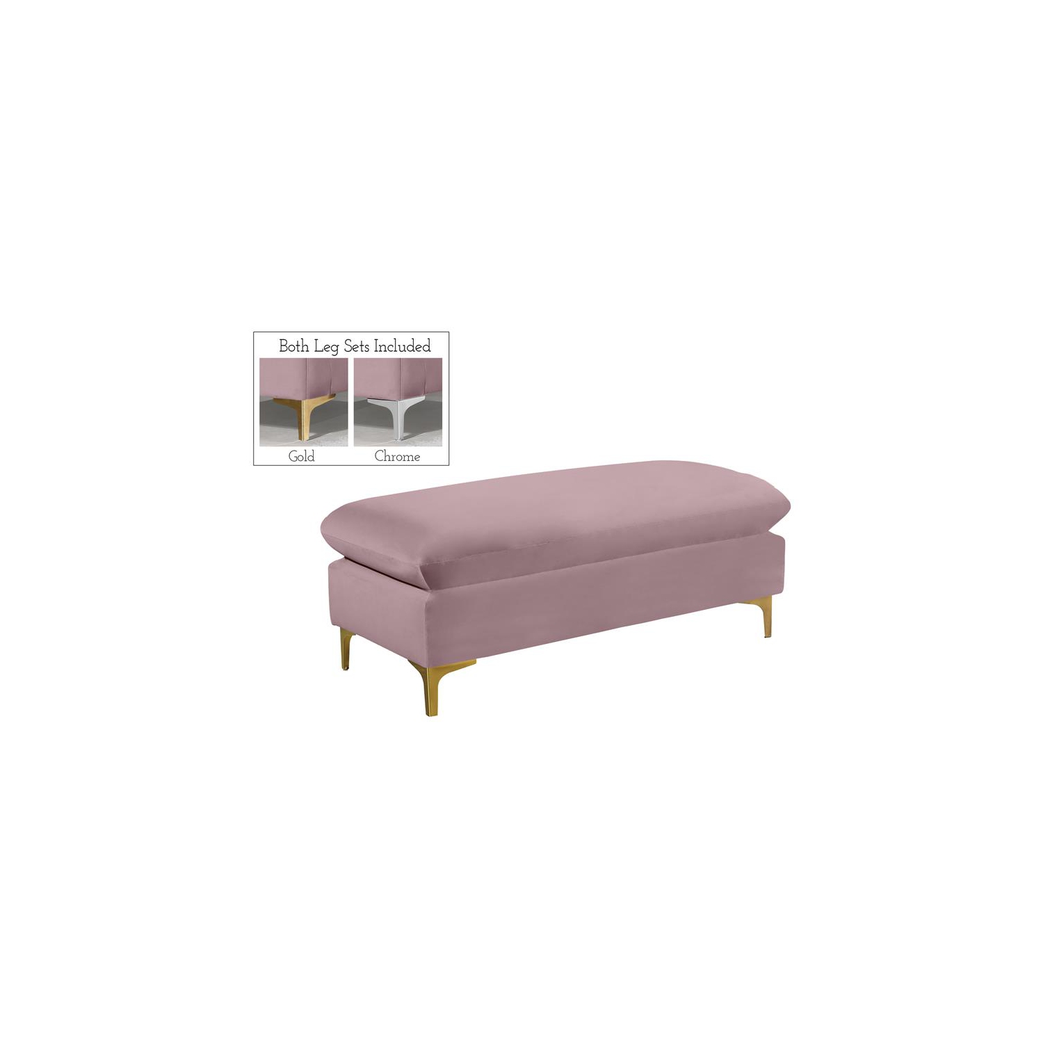 Meridian Furniture Naomi Pink Velvet Ottoman