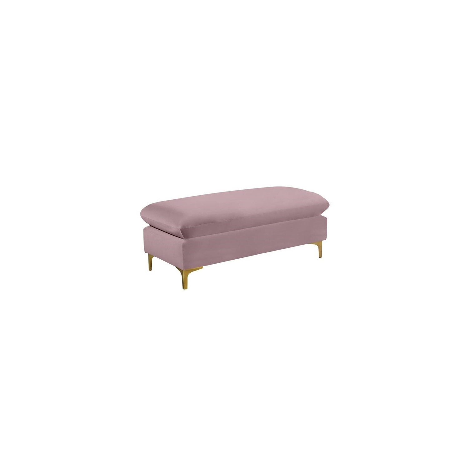 Meridian Furniture Naomi Pink Velvet Ottoman
