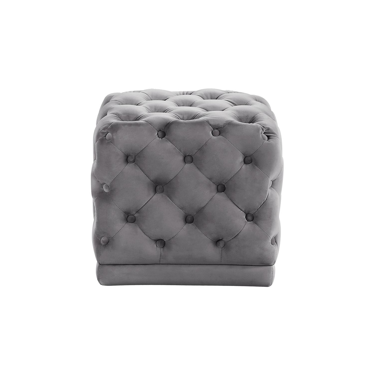 Meridian Furniture Stella Contemporary Velvet Ottoman/Stool in Gray