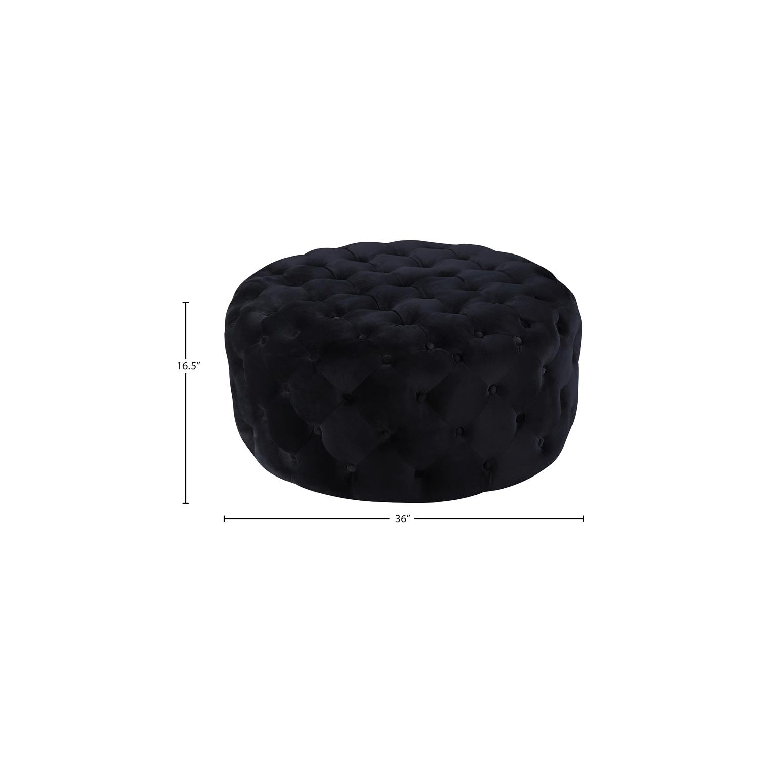 Meridian Furniture Addison Button Tufted Black Velvet Ottoman and Bench