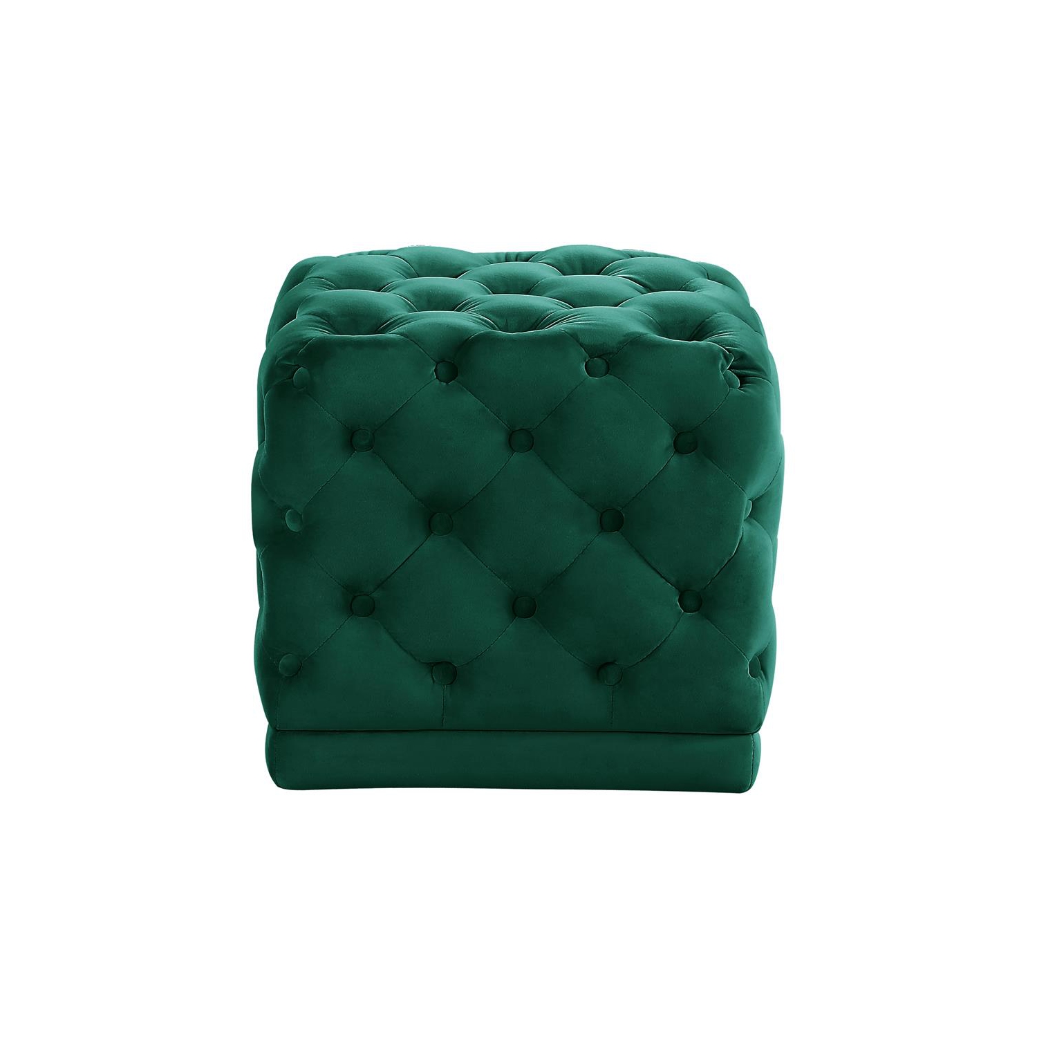 Meridian Furniture Stella Contemporary Velvet Ottoman/Stool in Green