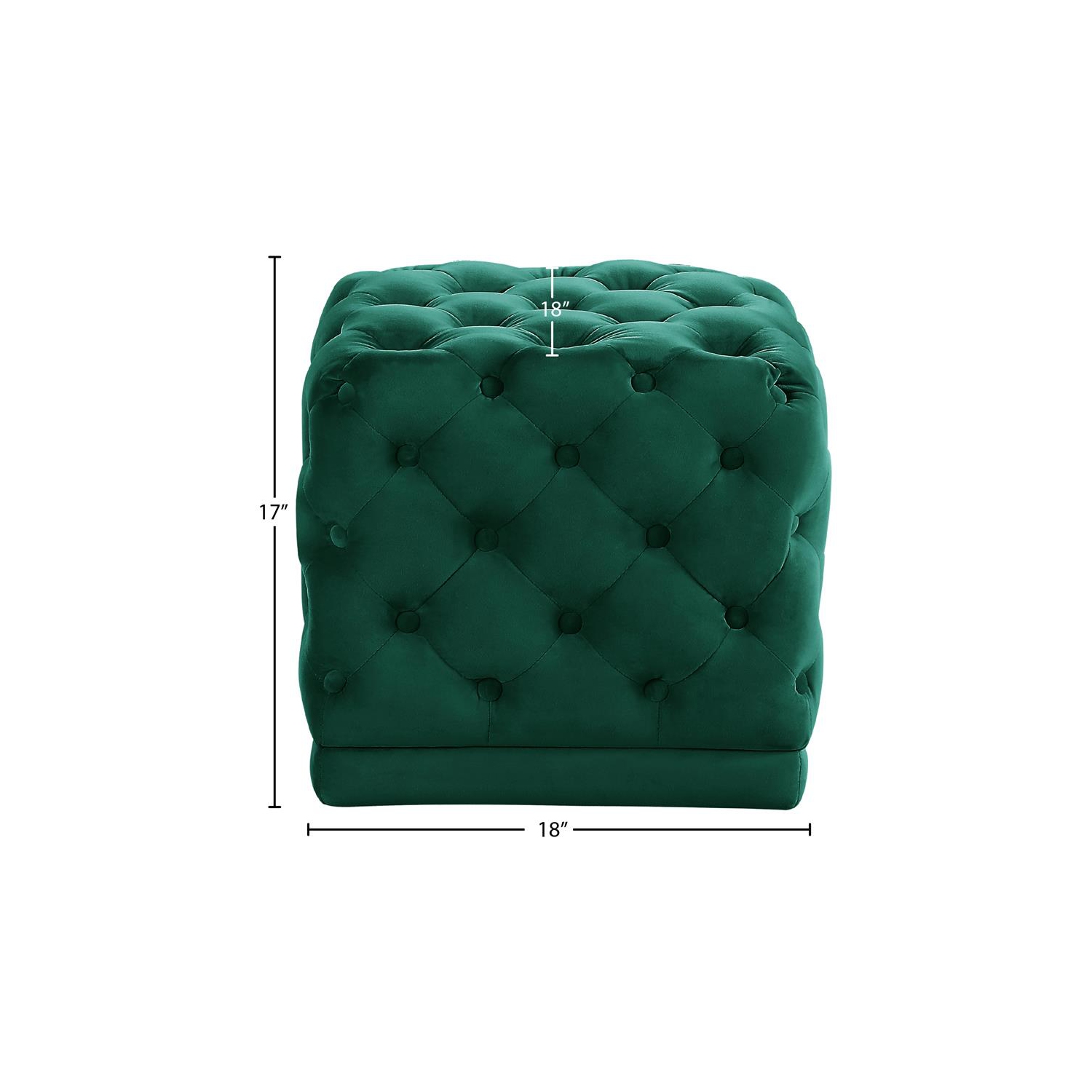 Meridian Furniture Stella Contemporary Velvet Ottoman/Stool in Green